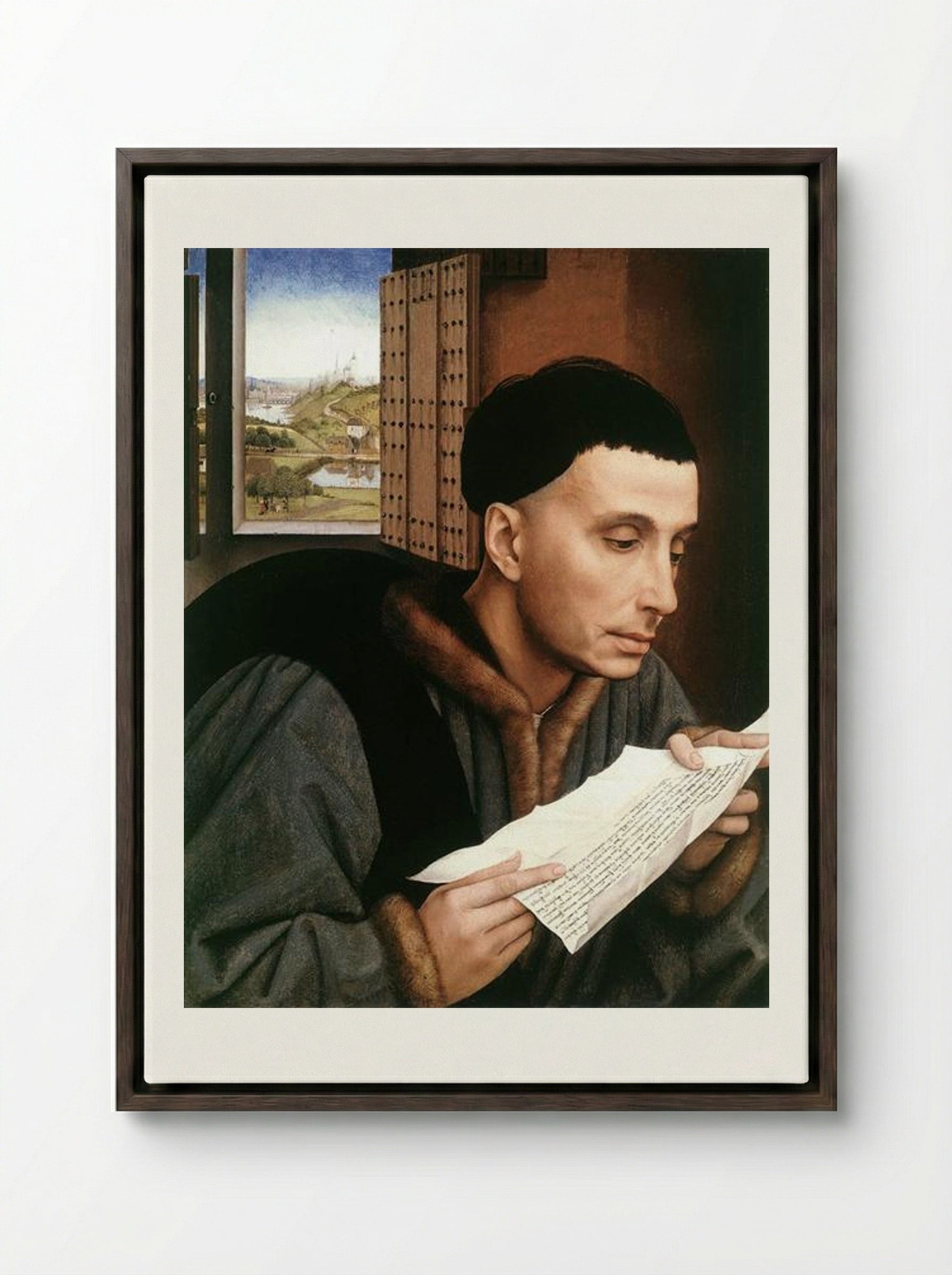 Saint Ivo - Rogier van der Weyden - Framed Canvas Dark Wood
