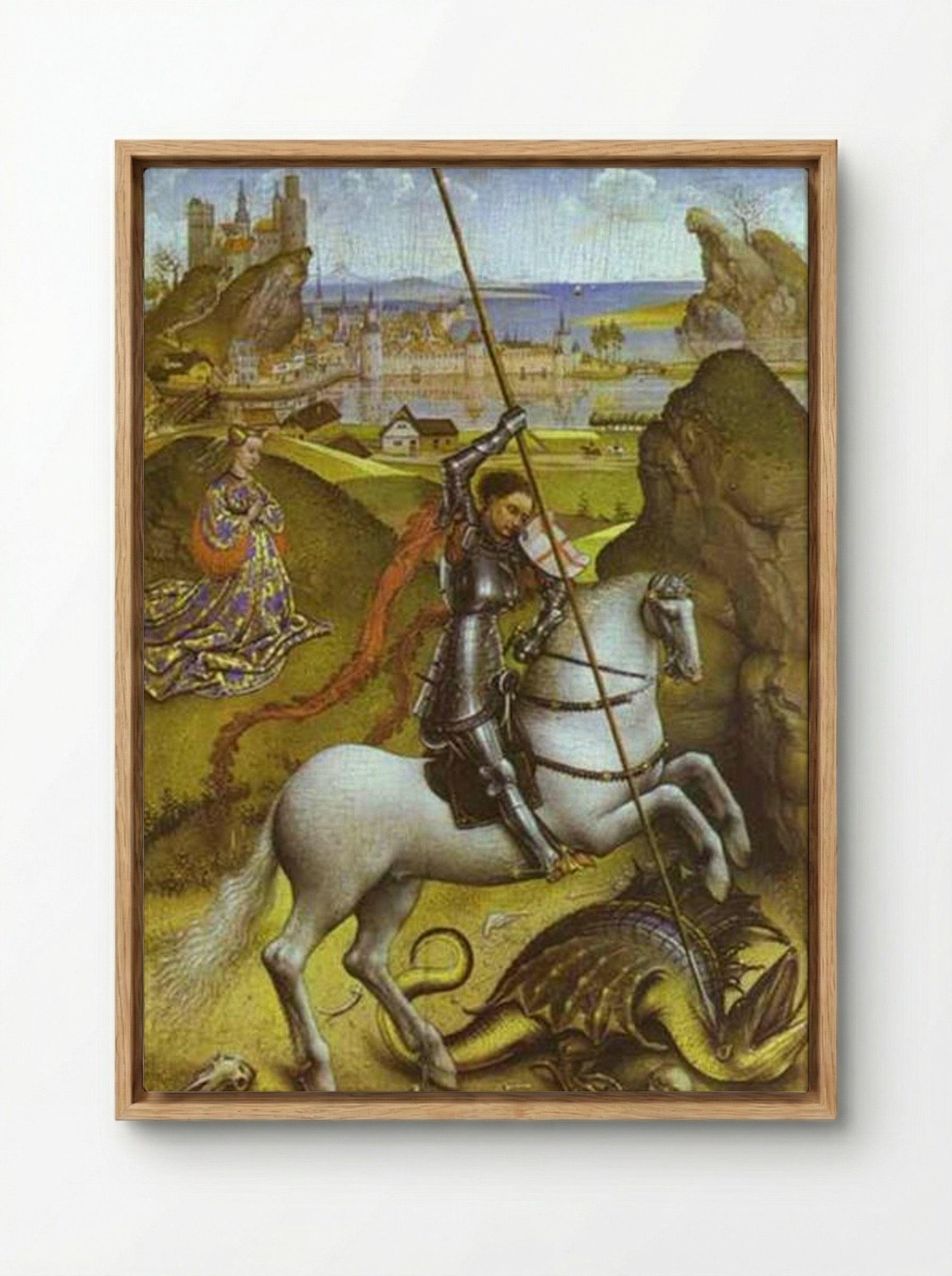 Saint George and the Dragon - Rogier van der Weyden - Framed Canvas Wood