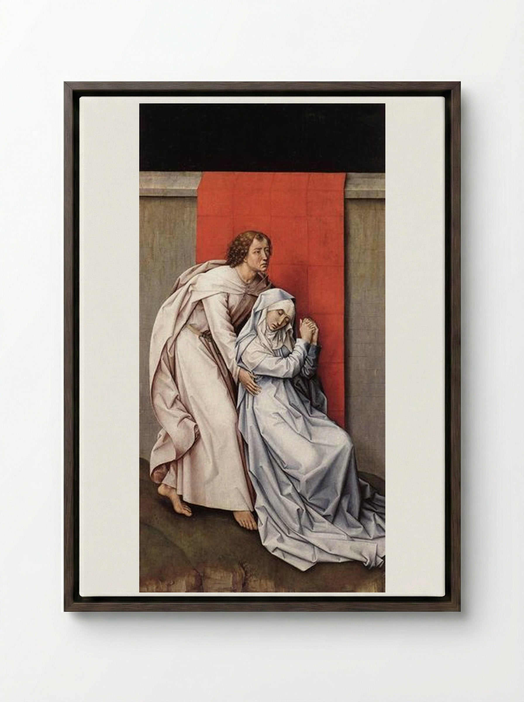 Crucifixion Diptych - Rogier van der Weyden - Framed Canvas Dark Wood