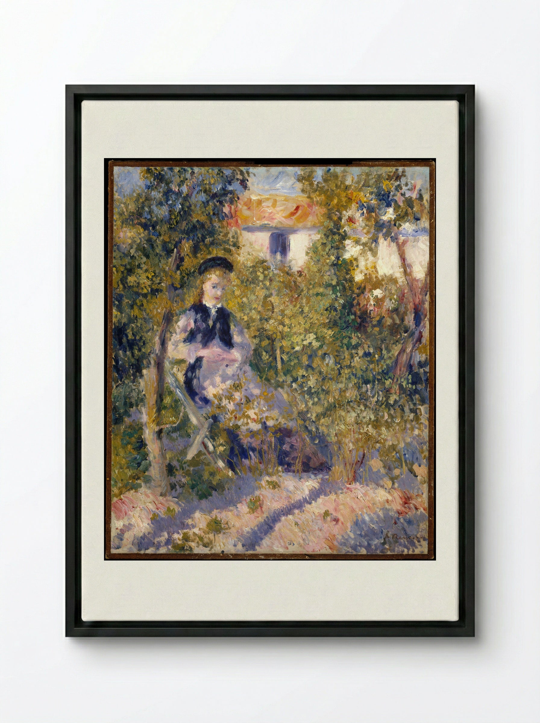 Nini in the Garden - Auguste Renoir - Framed Canvas Black