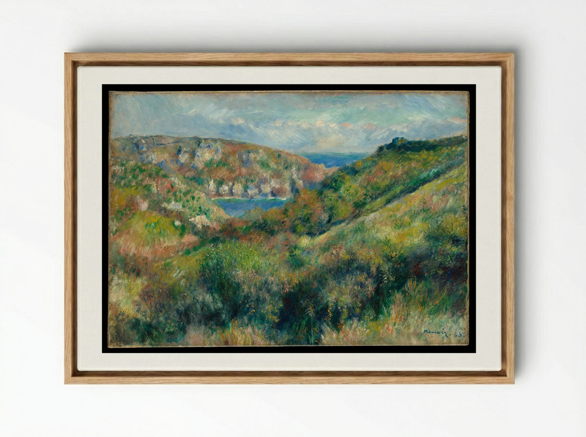Hills around the Bay of Moulin Huet, Guernsey - Auguste Renoir - Framed Canvas Wood
