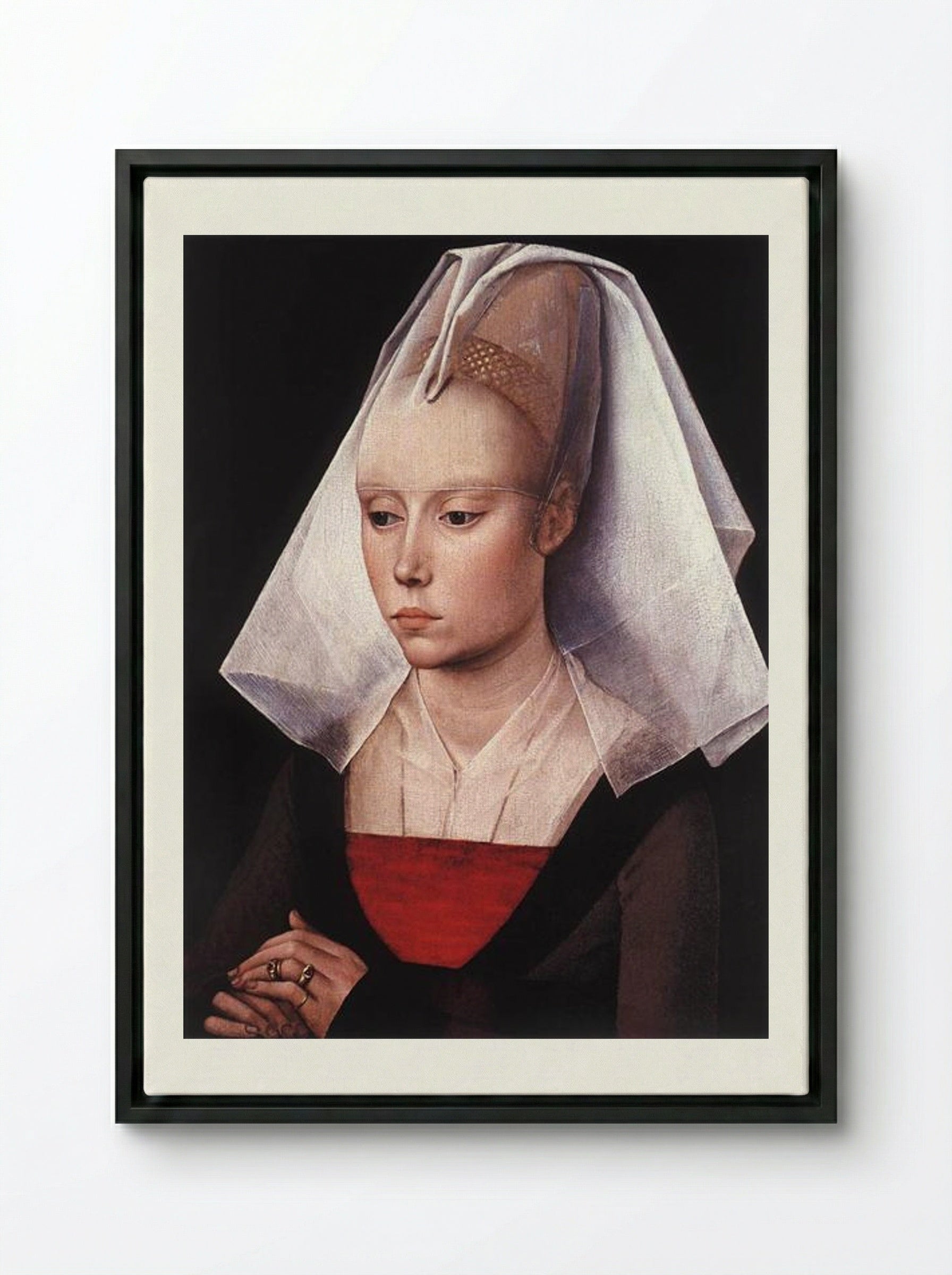 Portrait of a Woman - Rogier van der Weyden - Framed Canvas Black