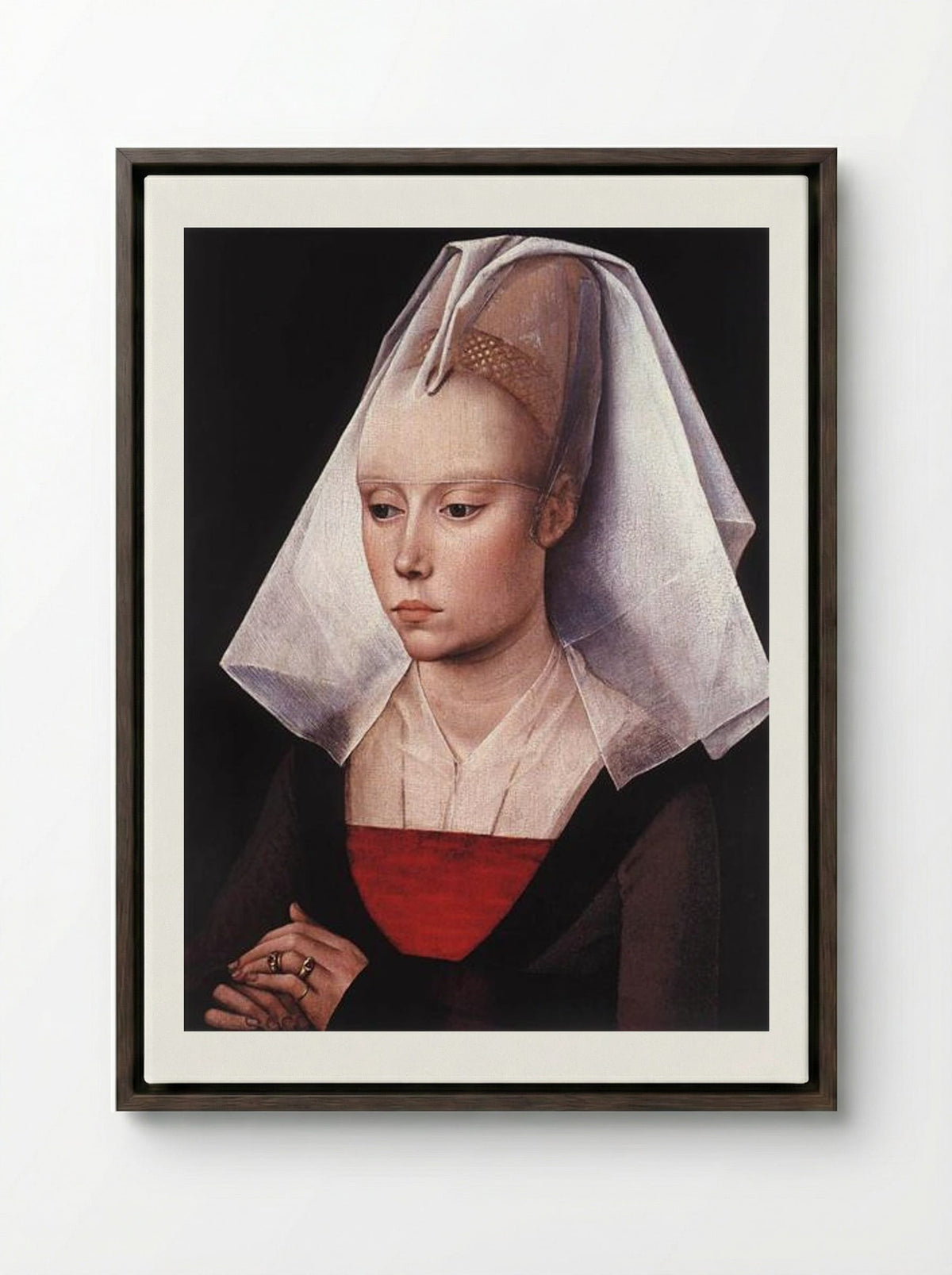 Portrait of a Woman - Rogier van der Weyden - Framed Canvas Dark Wood