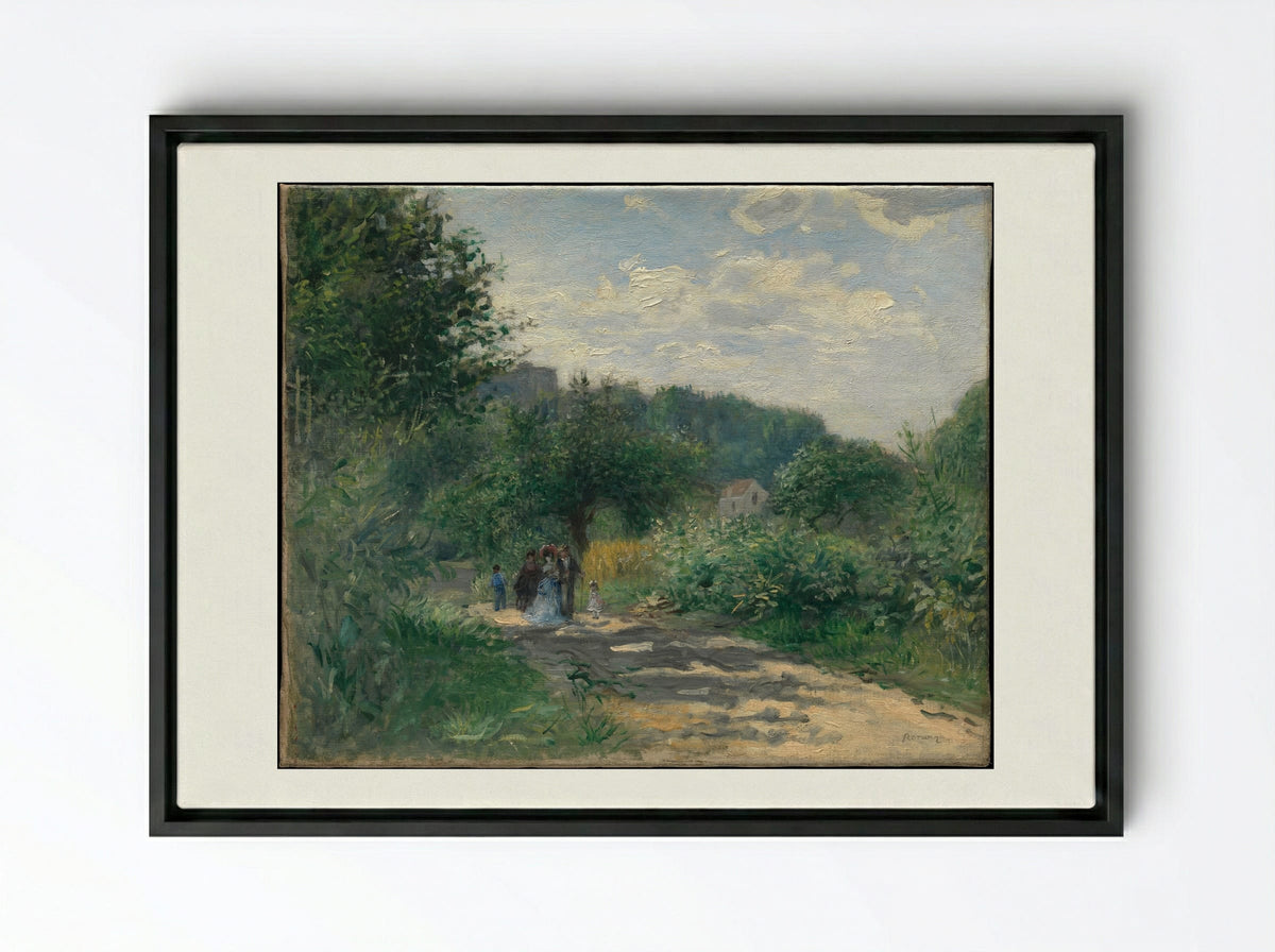A Road in Louveciennes - Pierre-Auguste Renoir - Framed Canvas Black