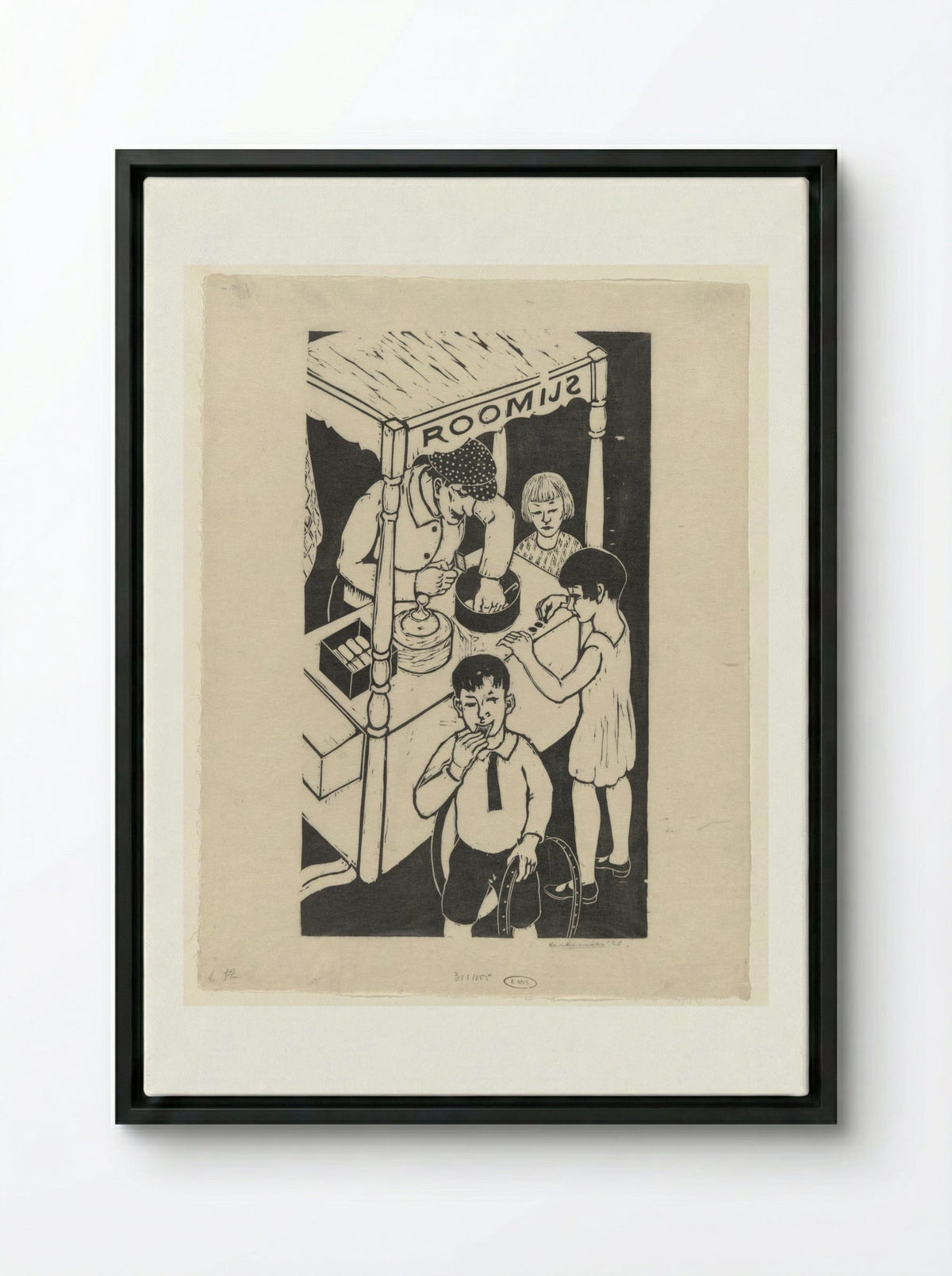 IJskarretje (Ice Cream Cart) - Ger Gerrits - Framed Canvas Black