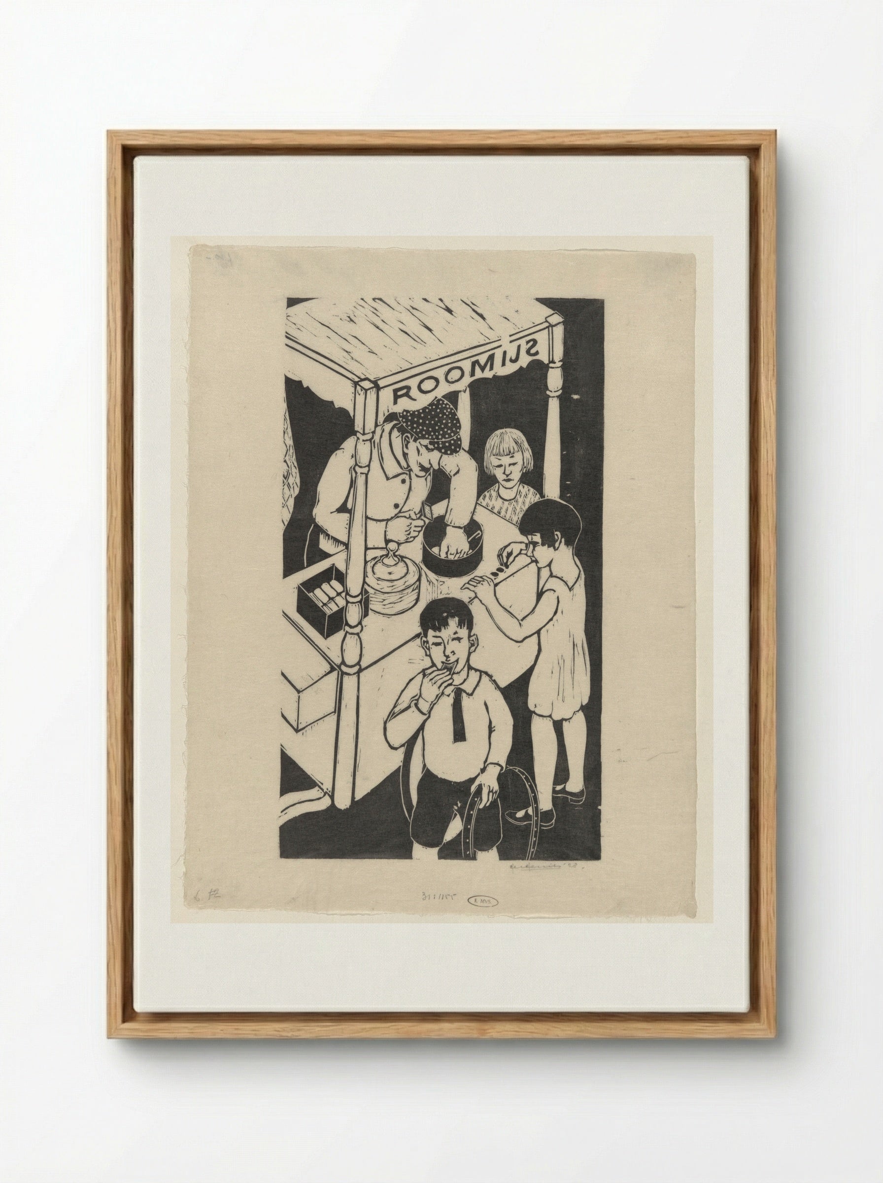 IJskarretje (Ice Cream Cart) - Ger Gerrits - Framed Canvas Wood