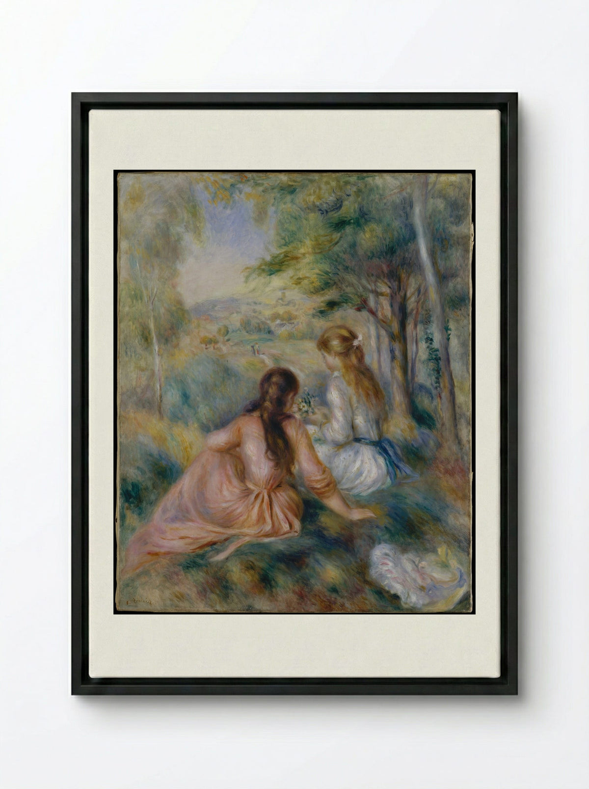 In the Meadow - Auguste Renoir - Framed Canvas Black