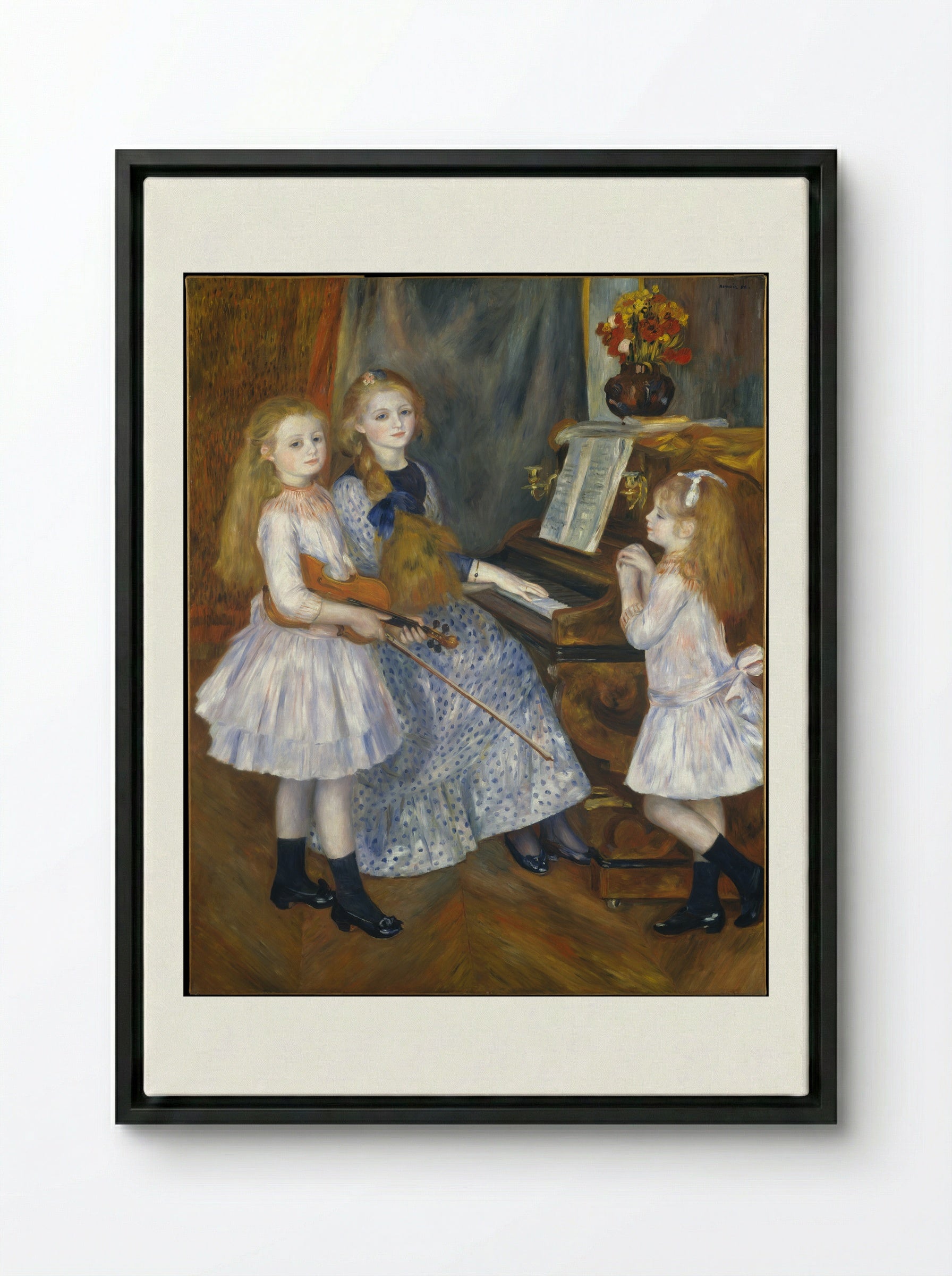The Daughters of Catulle Mendès - Auguste Renoir - Framed Canvas Black