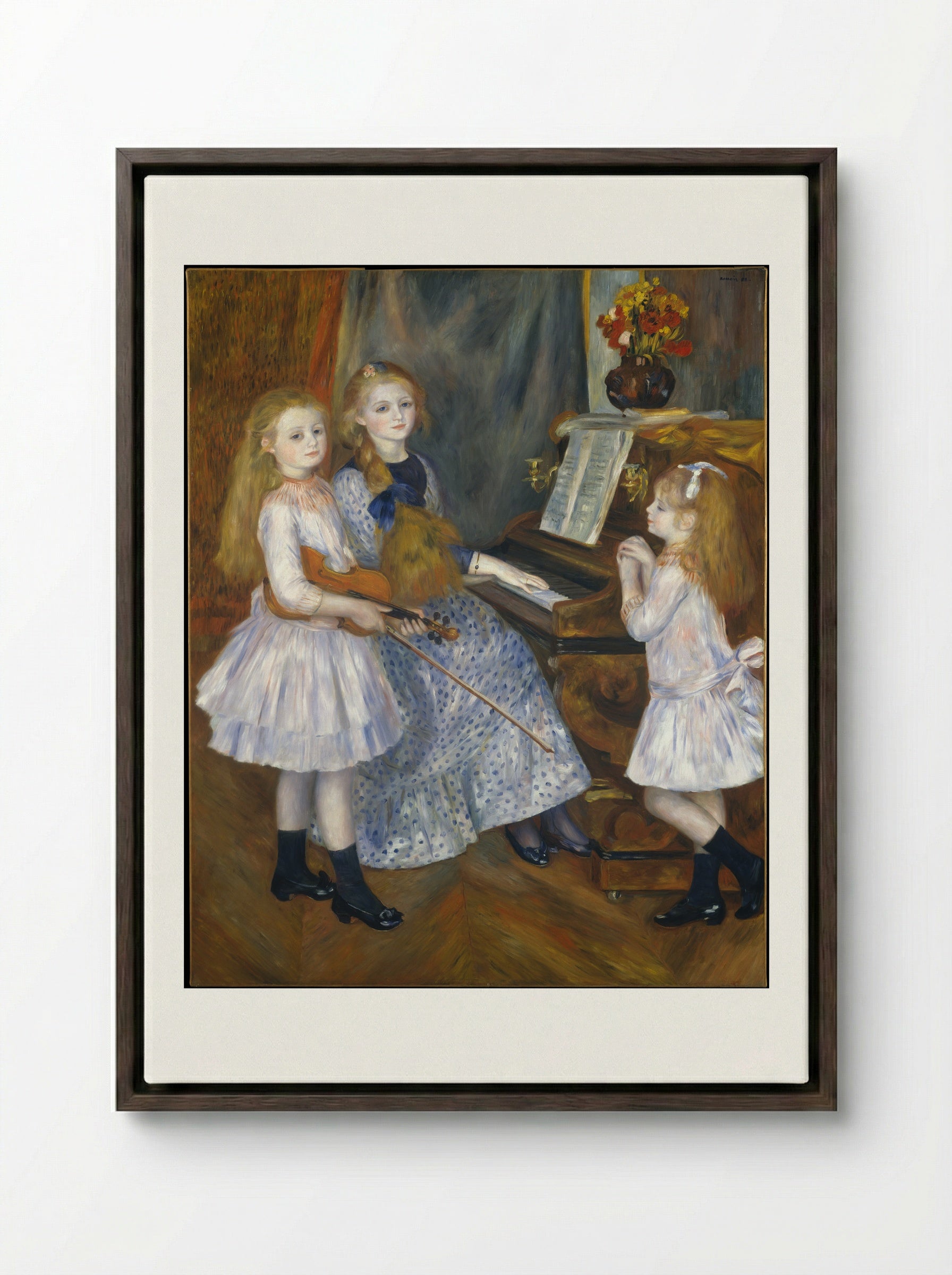 The Daughters of Catulle Mendès - Auguste Renoir - Framed Canvas Dark Wood