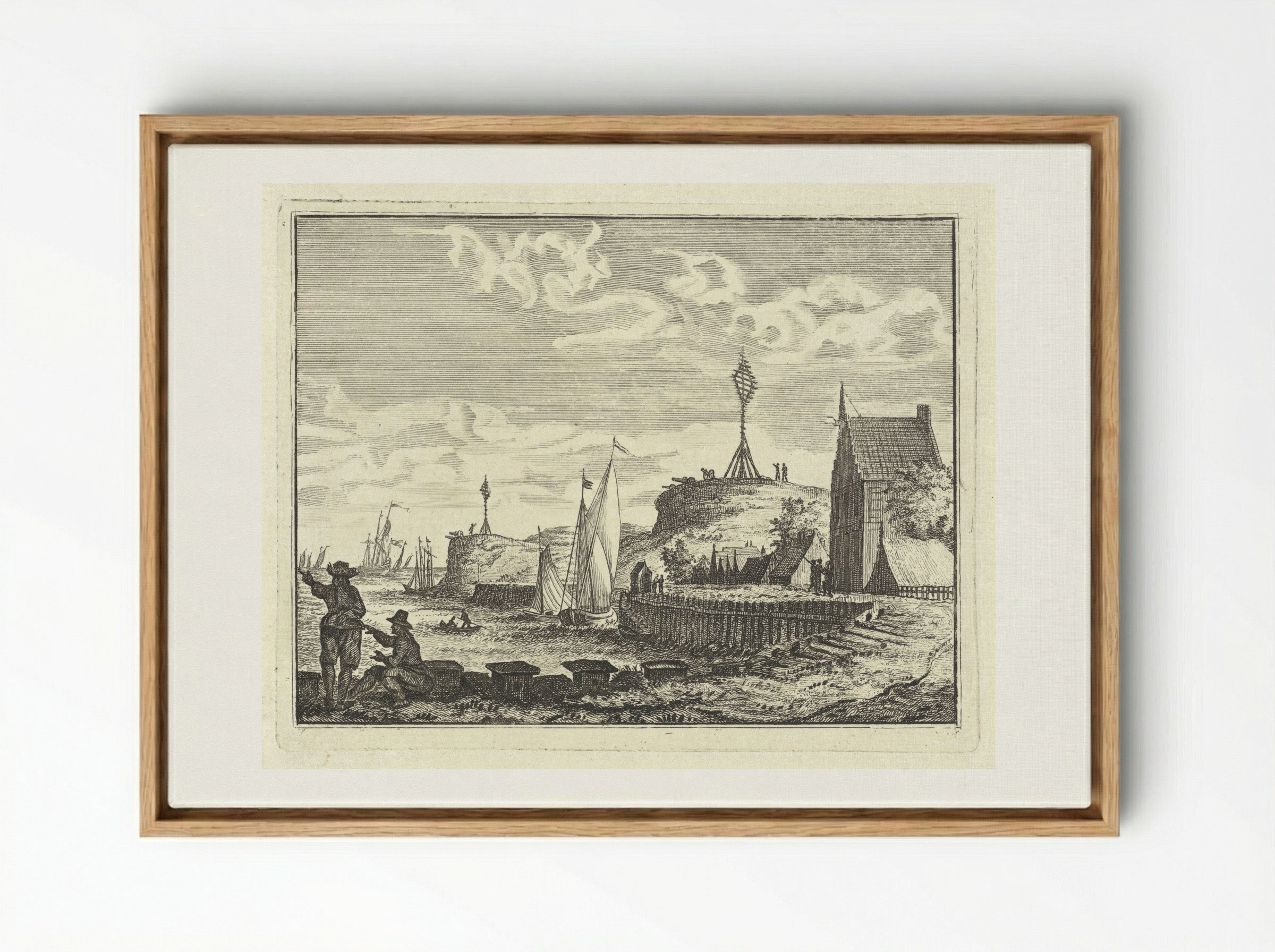 Kust met uitkijkpost - Vincent Laurensz. van der Vinne (II) - Framed Canvas Wood