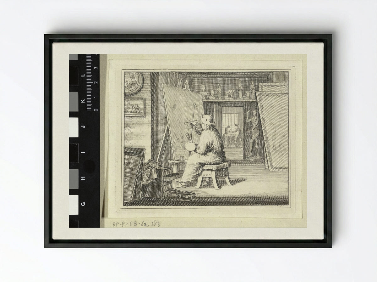 Schilder in zijn atelier - Vincent Laurensz. van der Vinne (II) - Framed Canvas Black