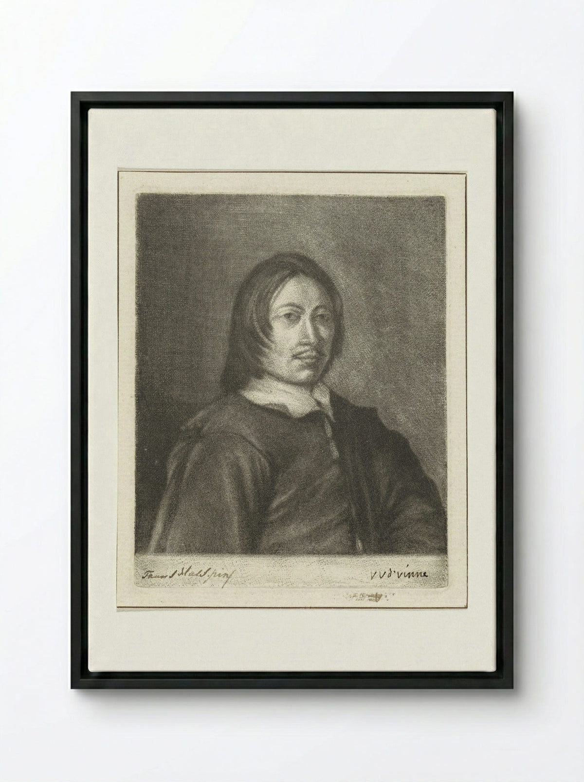 Portrait of a Man (After Frans Hals) - Vincent Laurensz. van der Vinne (II) - Framed Canvas Black