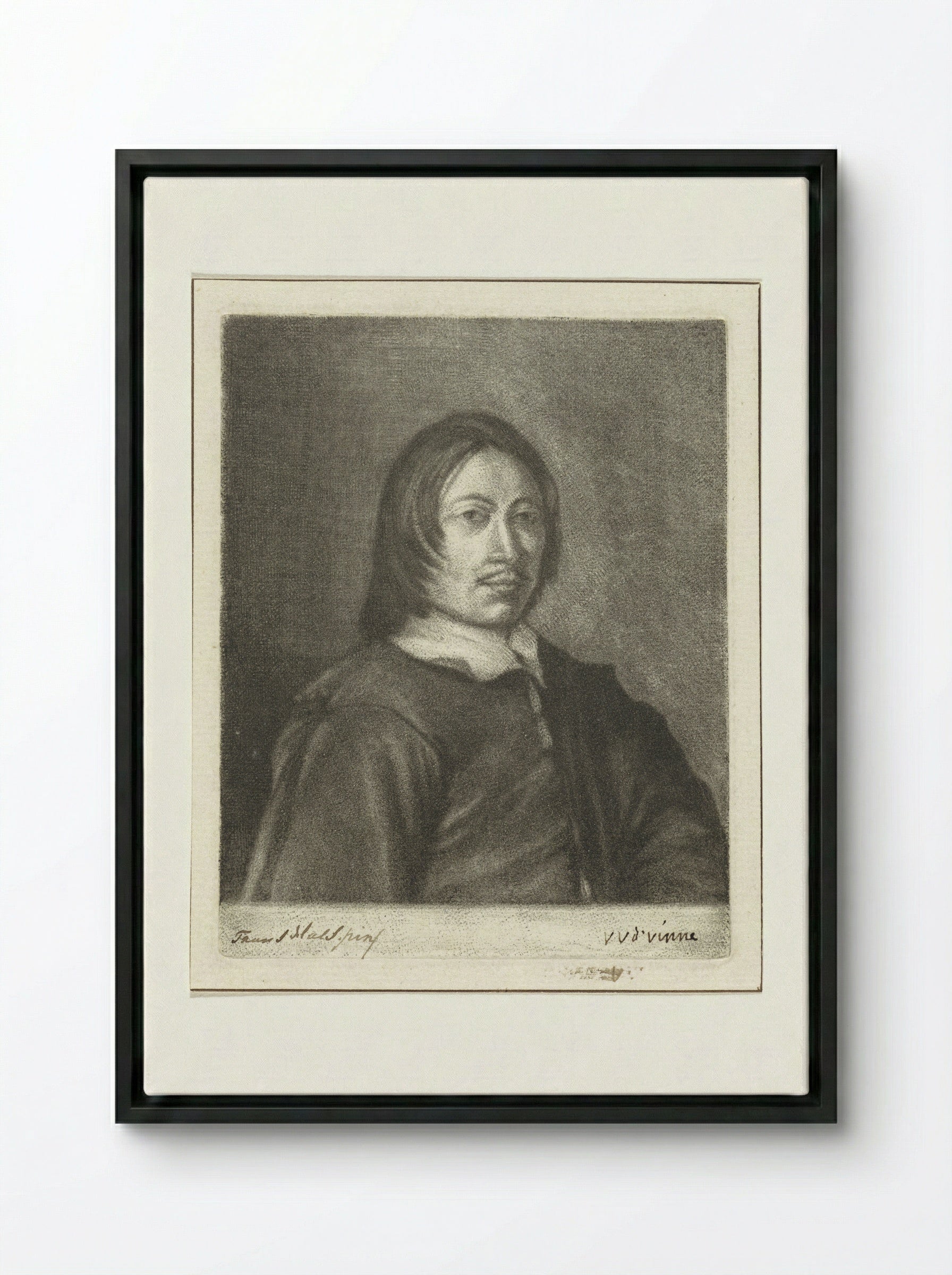 Portrait of a Man (After Frans Hals) - Vincent Laurensz. van der Vinne (II) - Framed Canvas Black