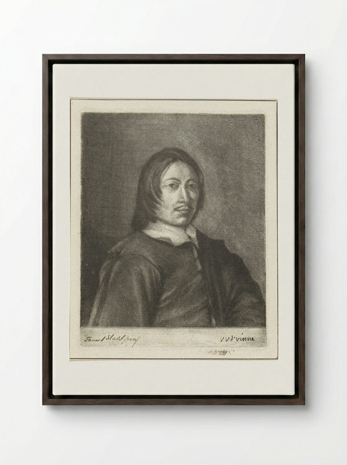 Portrait of a Man (After Frans Hals) - Vincent Laurensz. van der Vinne (II) - Framed Canvas Dark Wood