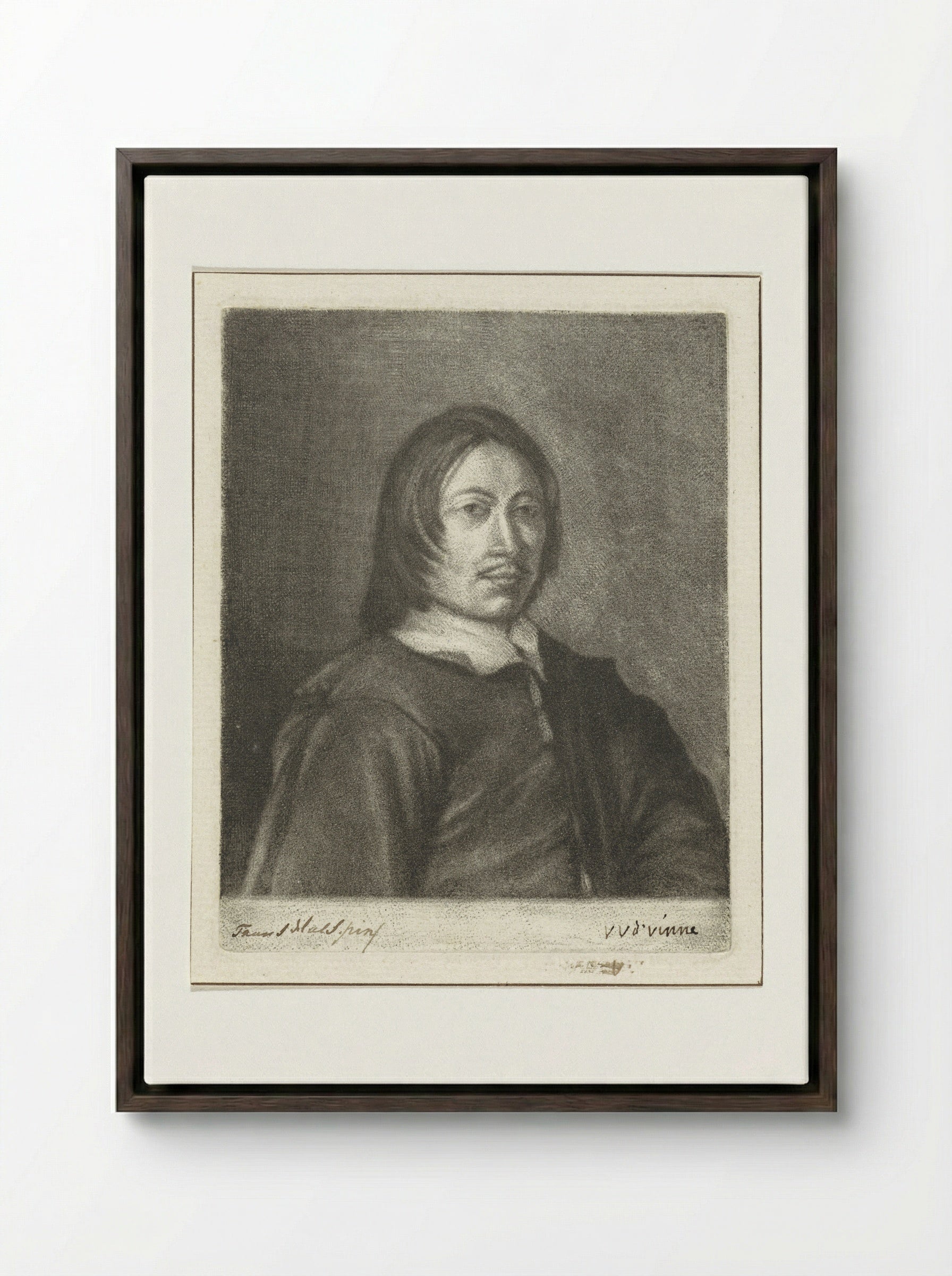 Portrait of a Man (After Frans Hals) - Vincent Laurensz. van der Vinne (II) - Framed Canvas Dark Wood