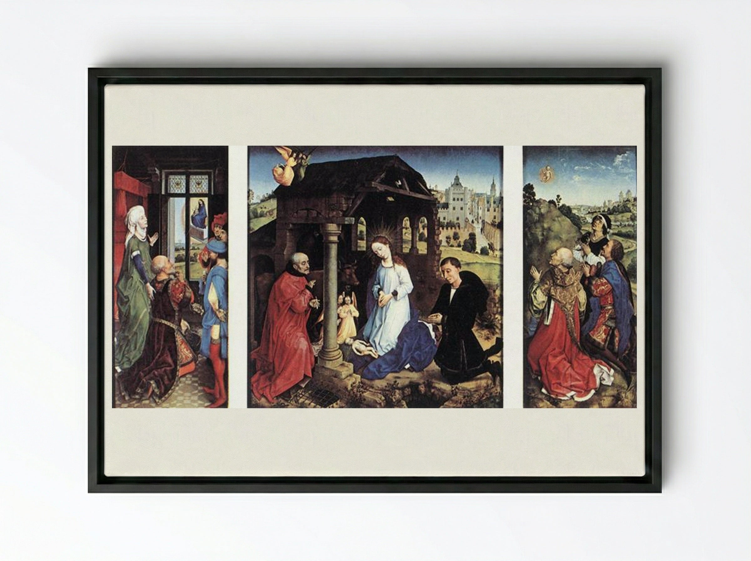 Pierre Bladelin Triptych - Rogier van der Weyden - Framed Canvas Black