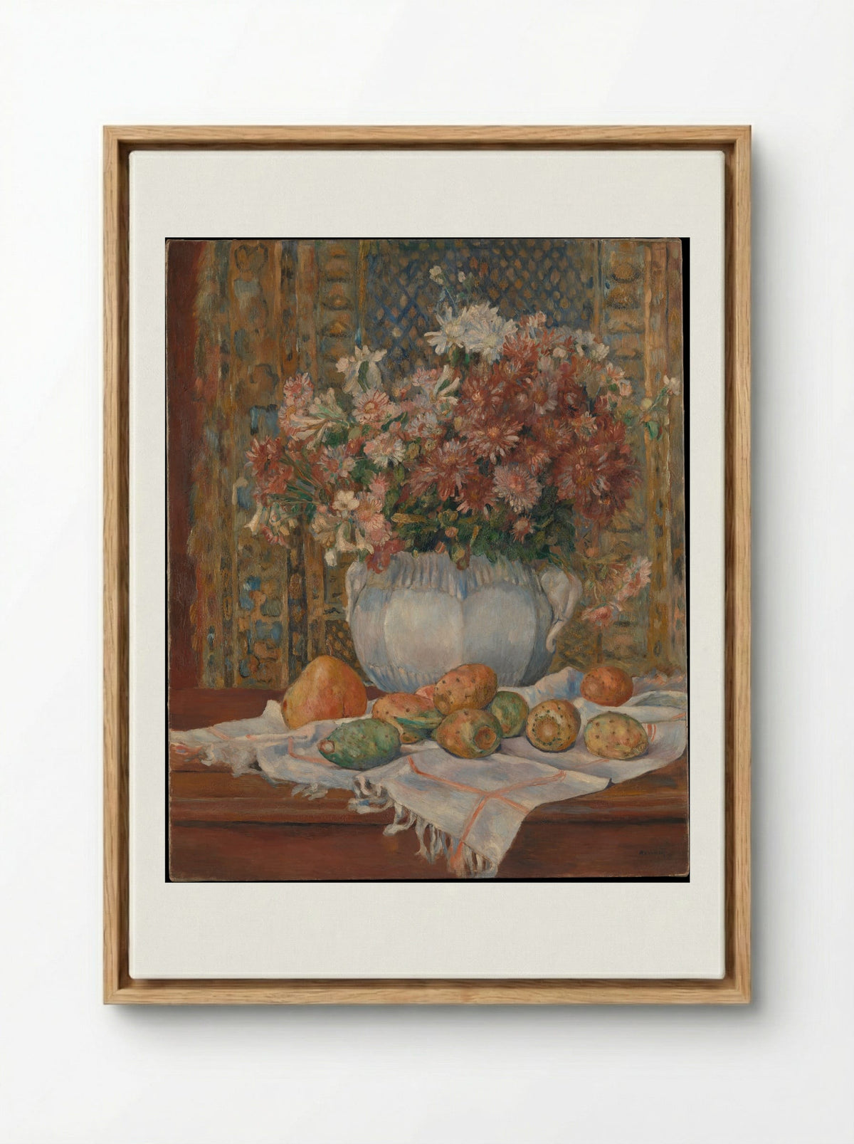 Still Life with Flowers and Prickly Pears - Auguste Renoir - Framed Canvas Wood
