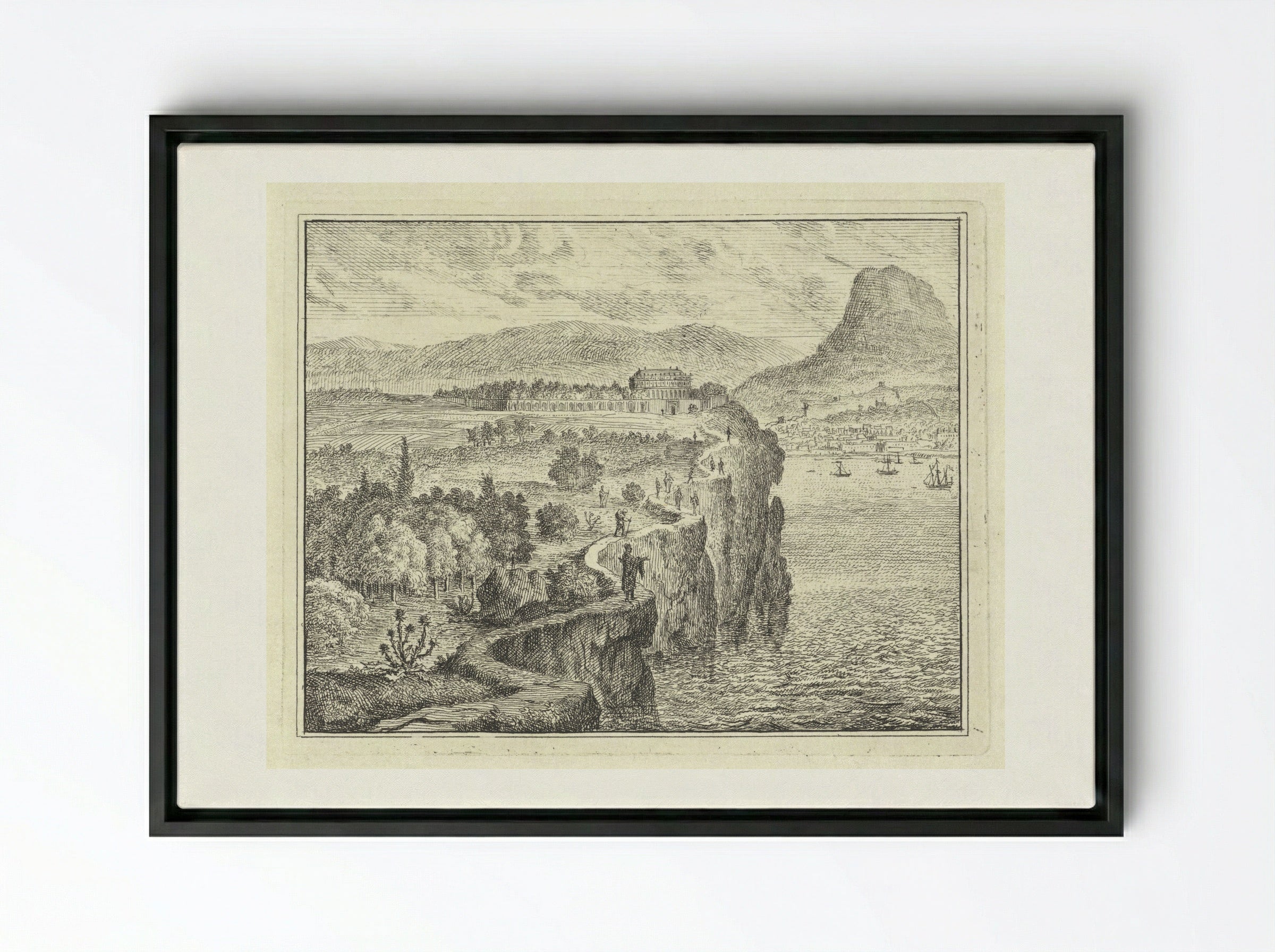 Pad langs kliffen - Vincent Laurensz. van der Vinne (II) - Framed Canvas Black