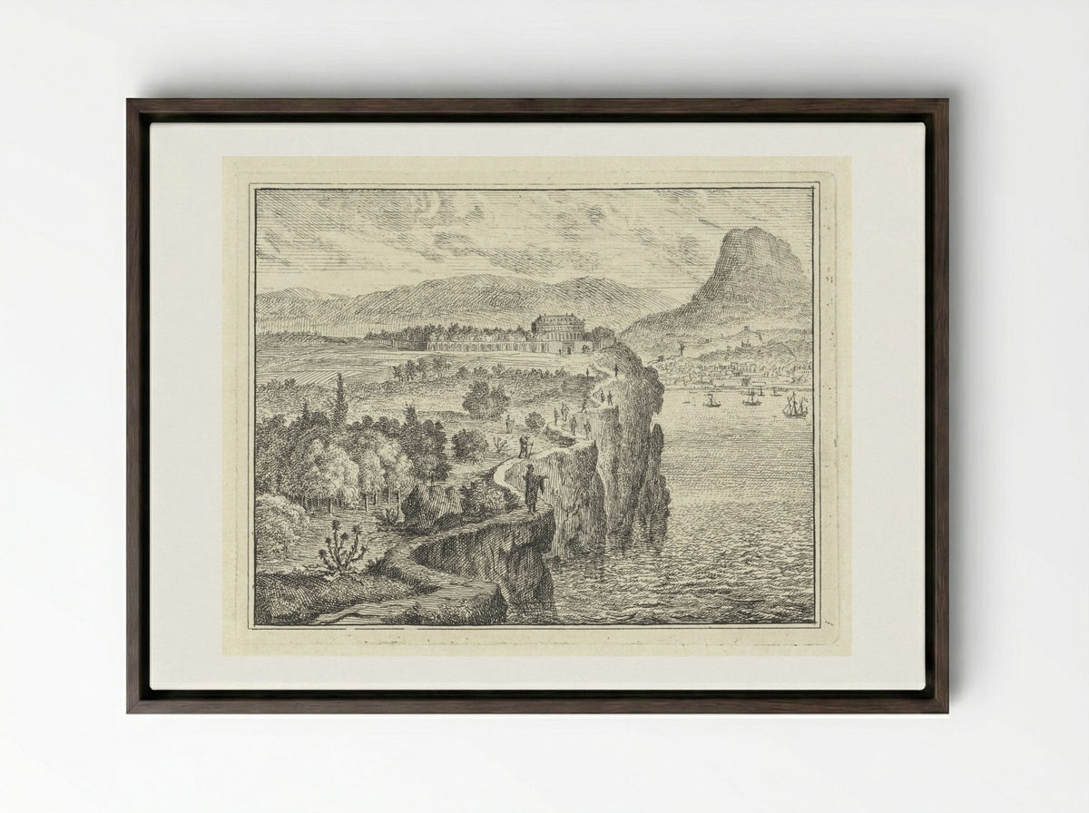 Pad langs kliffen - Vincent Laurensz. van der Vinne (II) - Framed Canvas Dark Wood