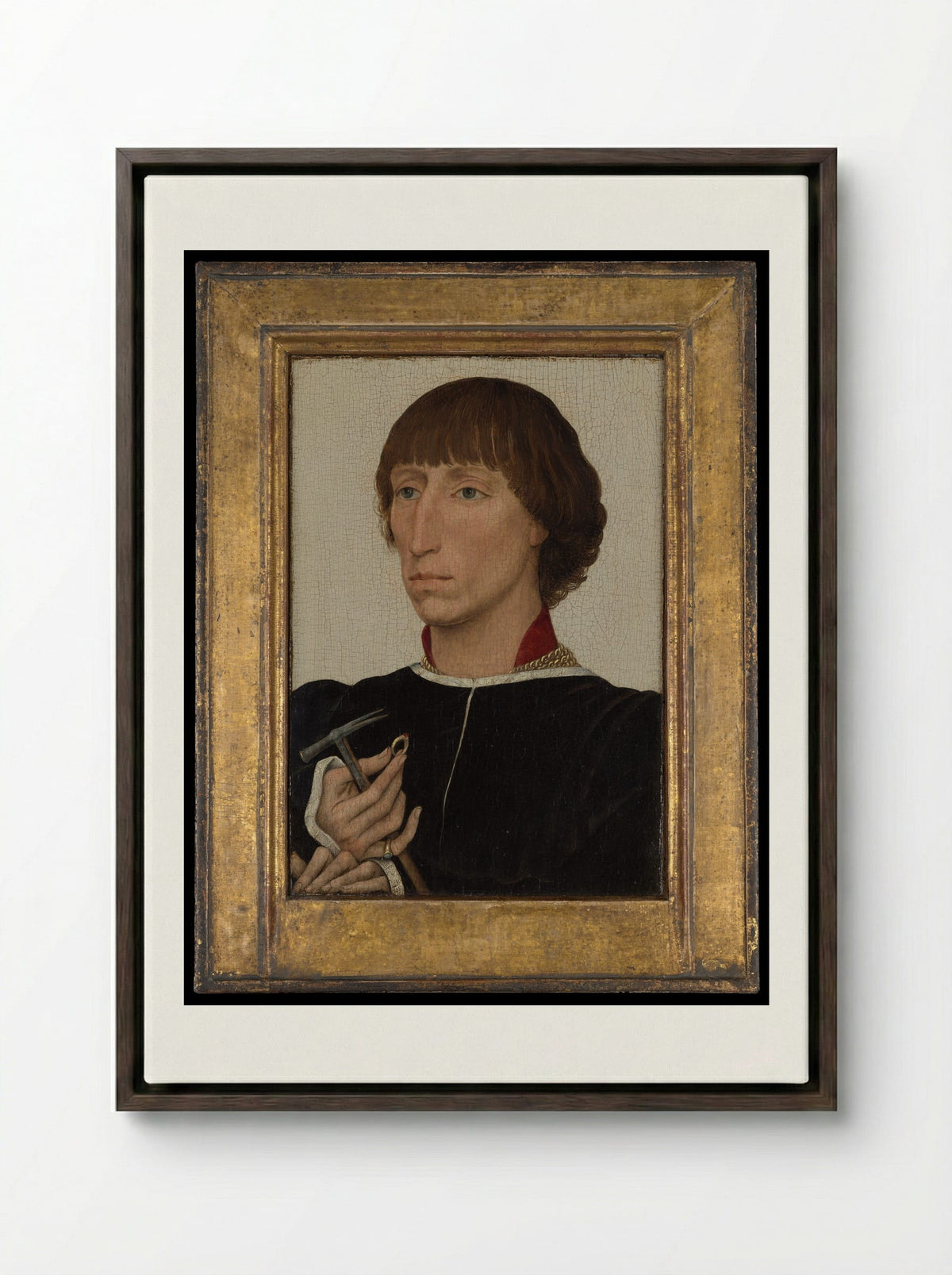 Portrait of Francesco d'Este - Rogier van der Weyden - Framed Canvas Dark Wood
