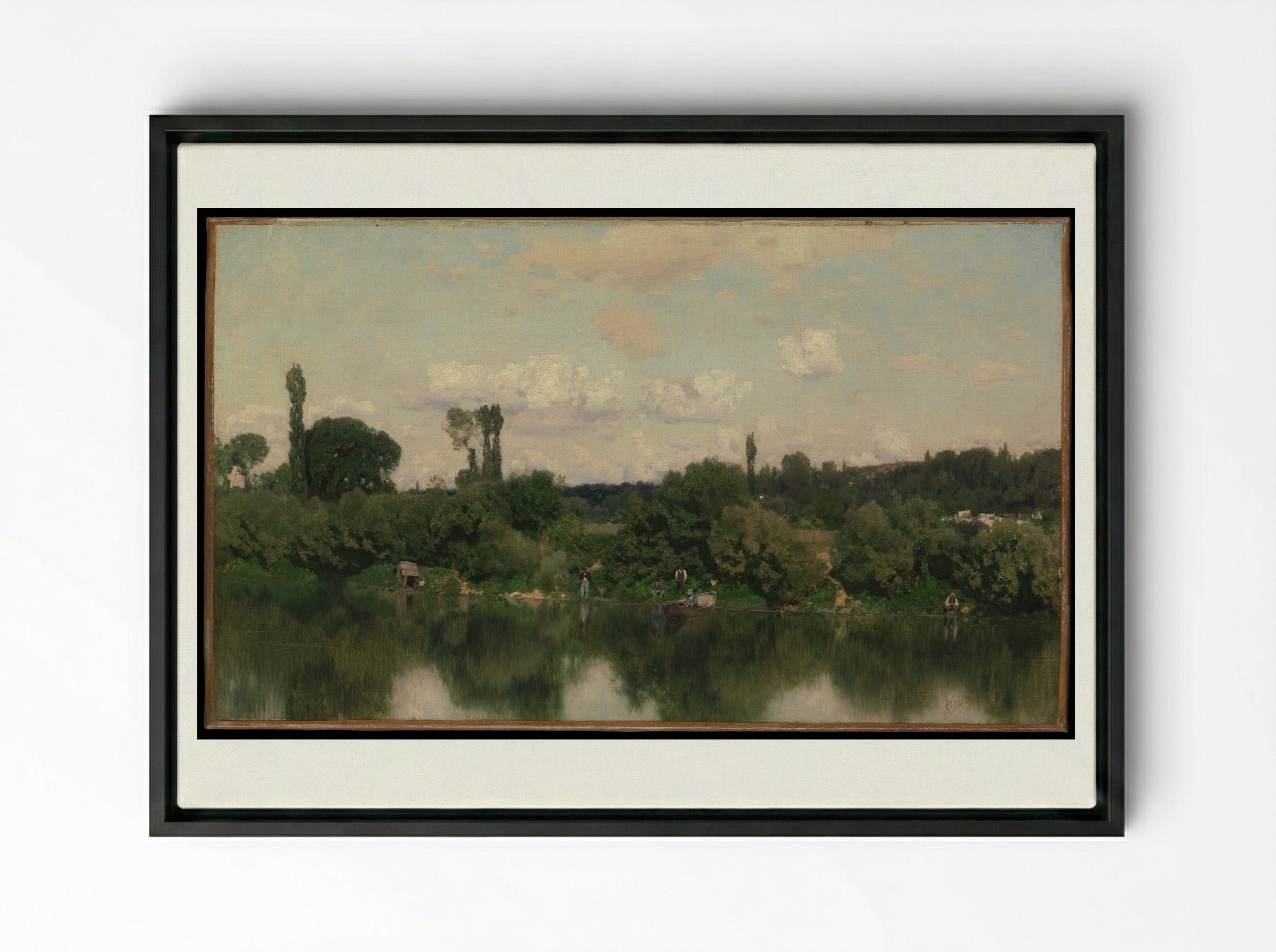 On the Seine - Martín Rico y Ortega - Framed Canvas Black