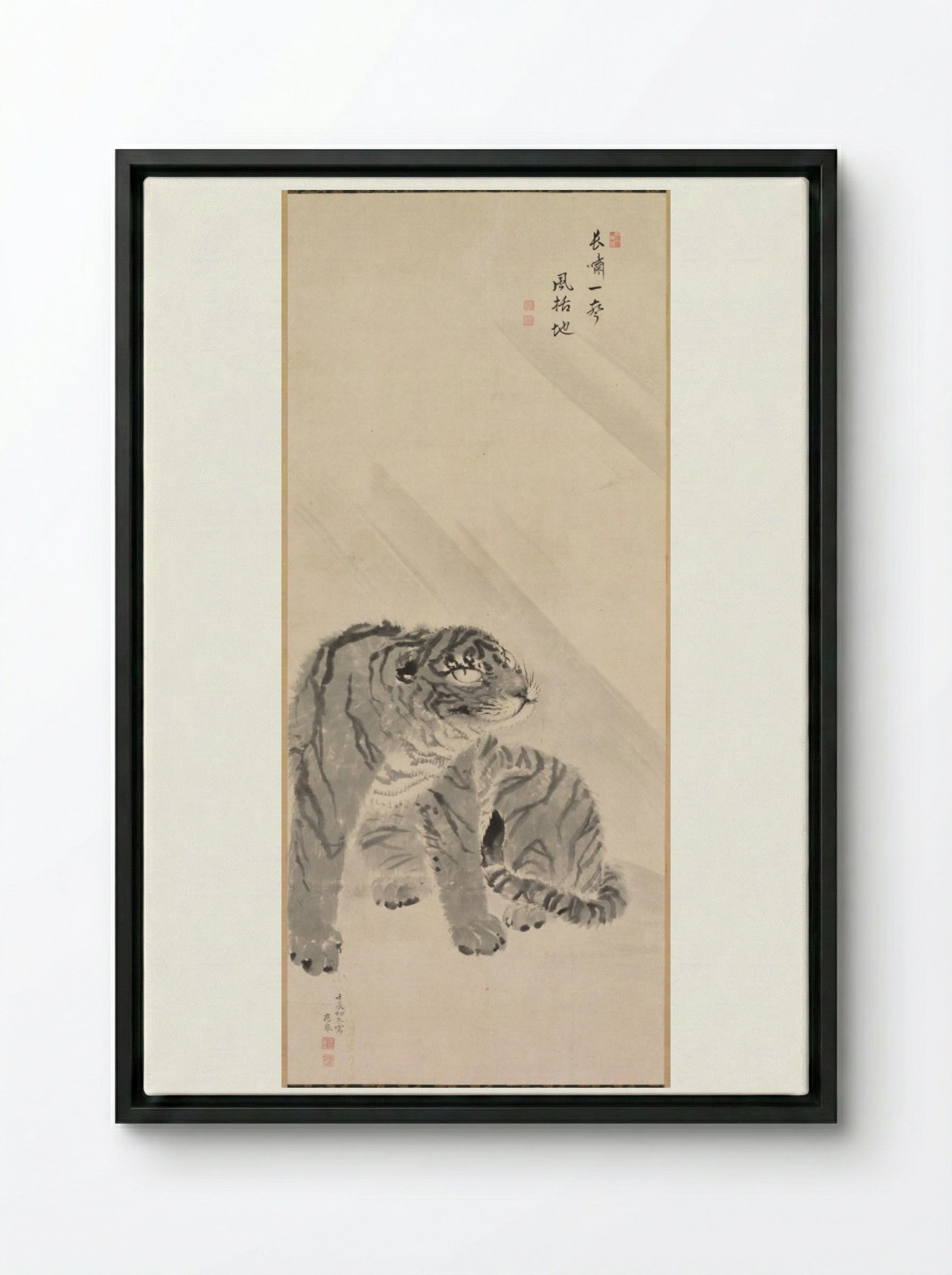 Tiger in Wind - Maruyama Ōkyo - Framed Canvas Black