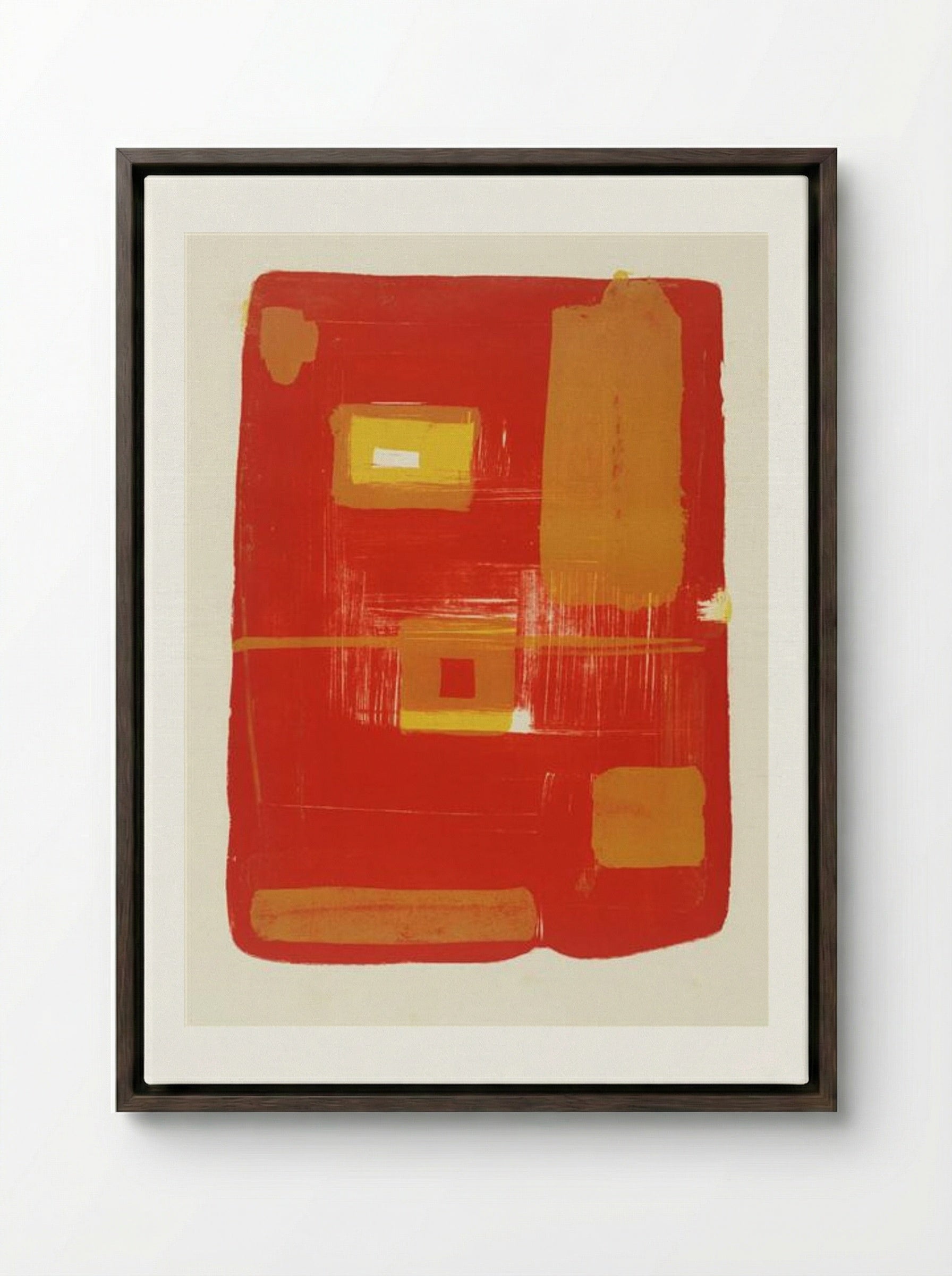 Red and Yellow Image - Patrick Heron - Framed Canvas Dark Wood