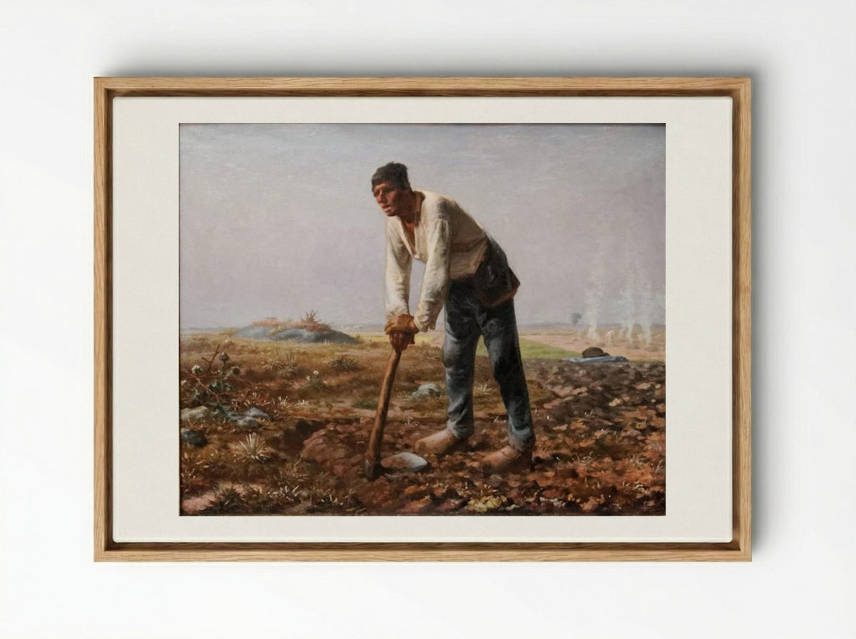 The Man with the Hoe - Jean-François Millet - Framed Canvas Wood