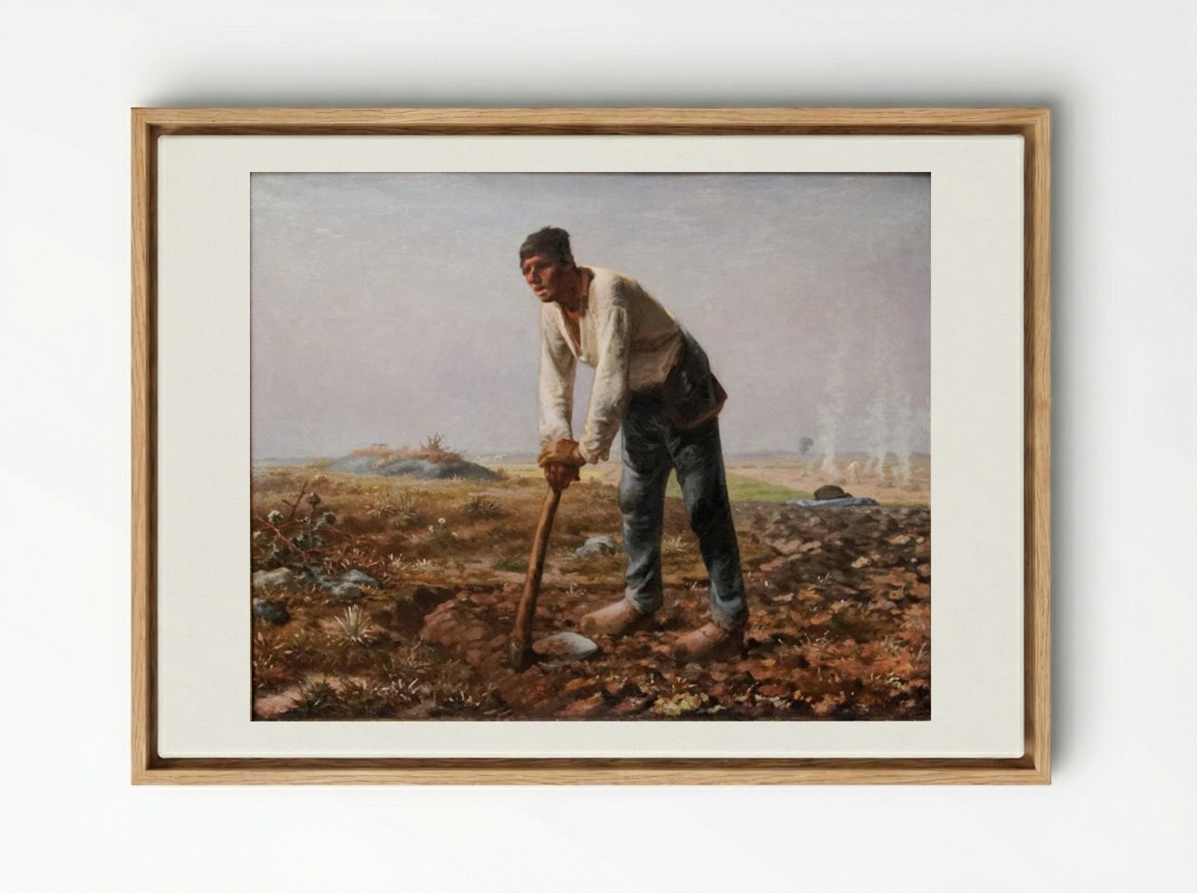 The Man with the Hoe - Jean-François Millet - Framed Canvas Wood