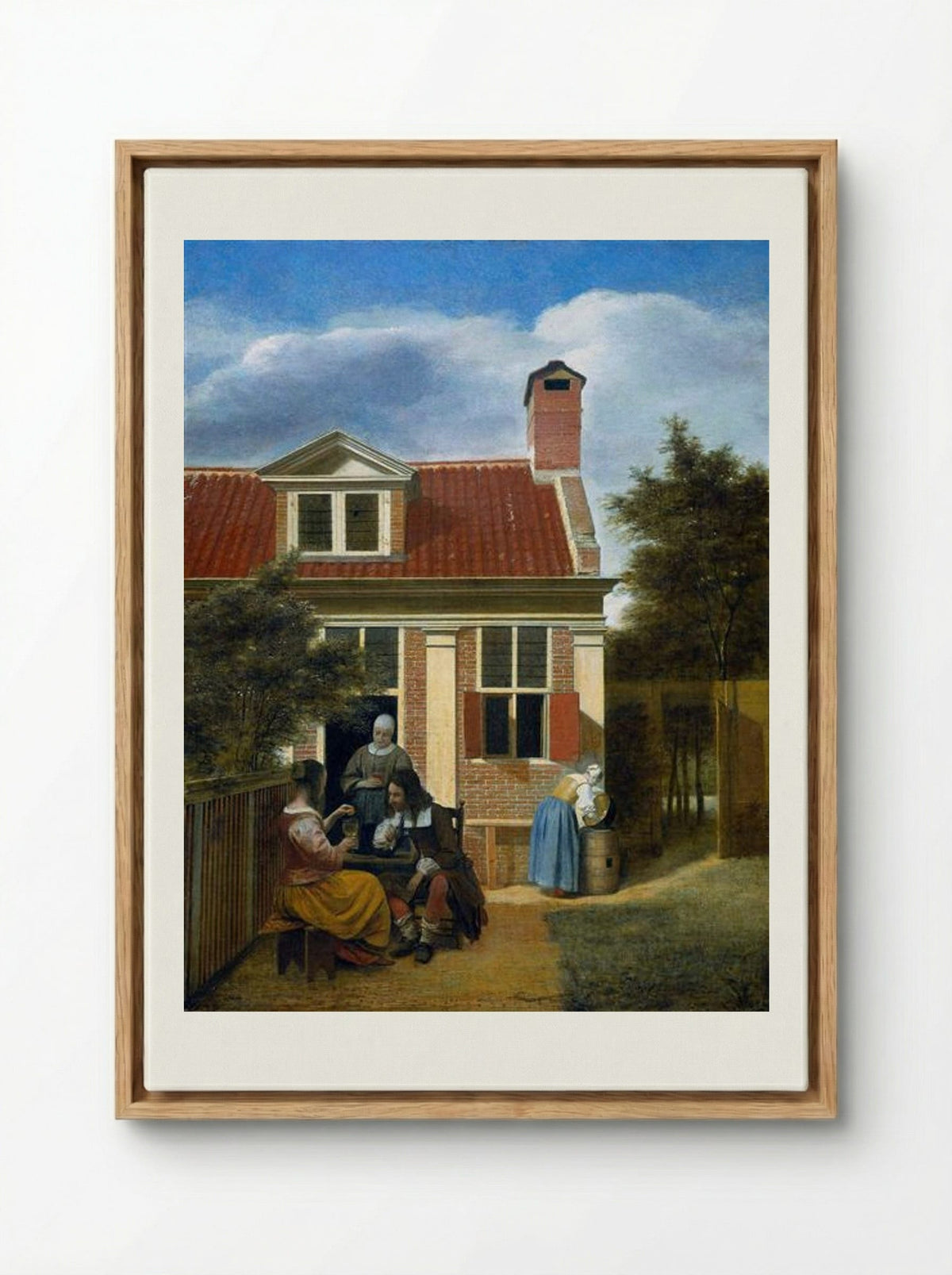 Company in a Garden - Pieter de Hooch - Framed Canvas Wood