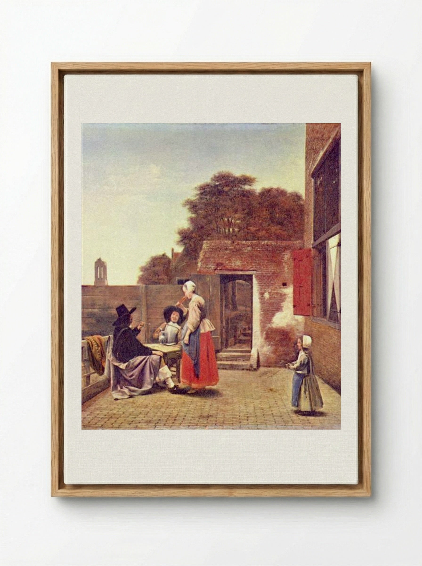 A Dutch Courtyard - Pieter de Hooch - Framed Canvas Wood