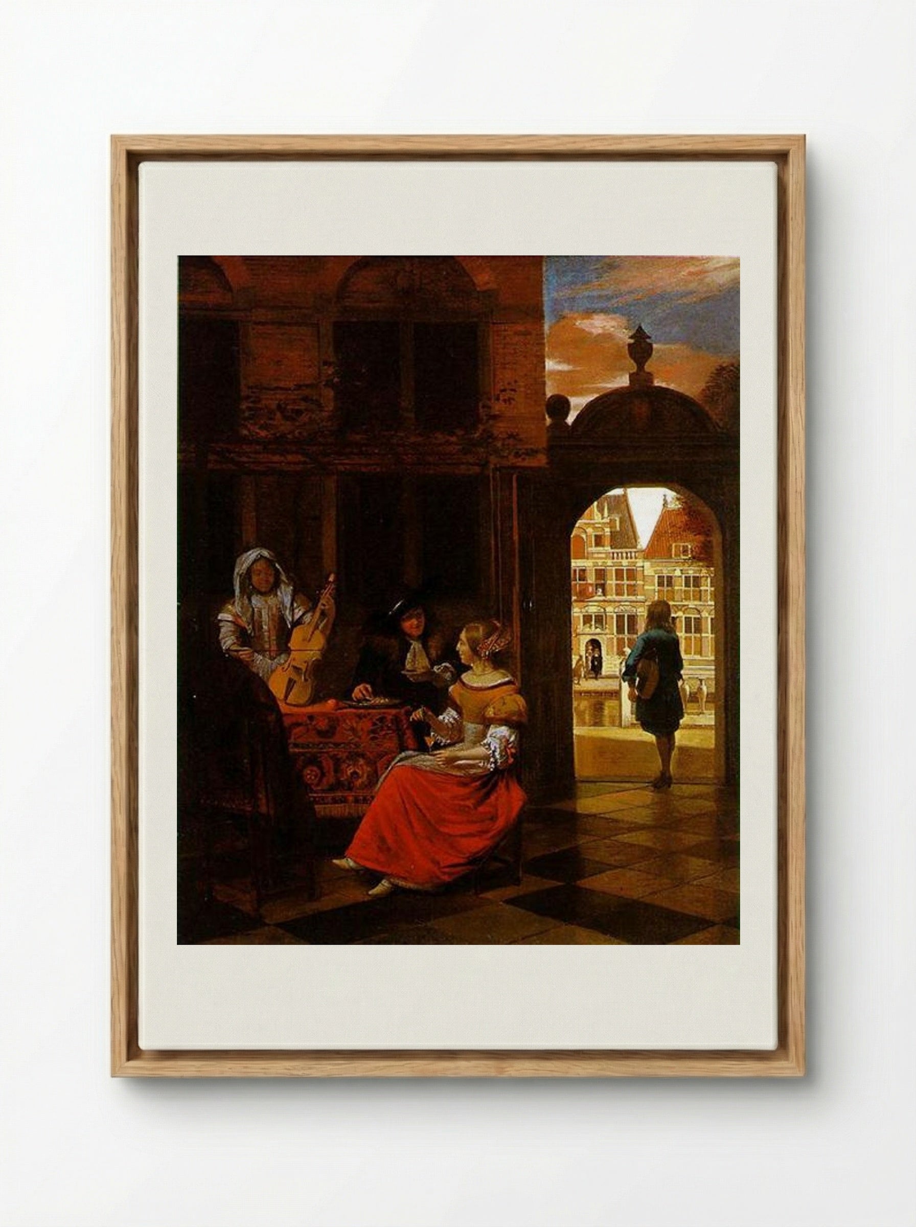 A Musical Party - Pieter de Hooch - Framed Canvas Wood