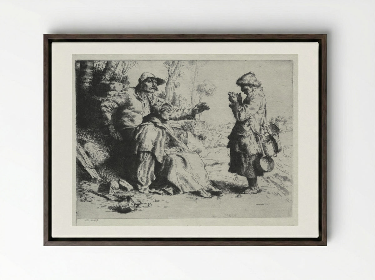 Tinkers - William Strang - Framed Canvas Dark Wood