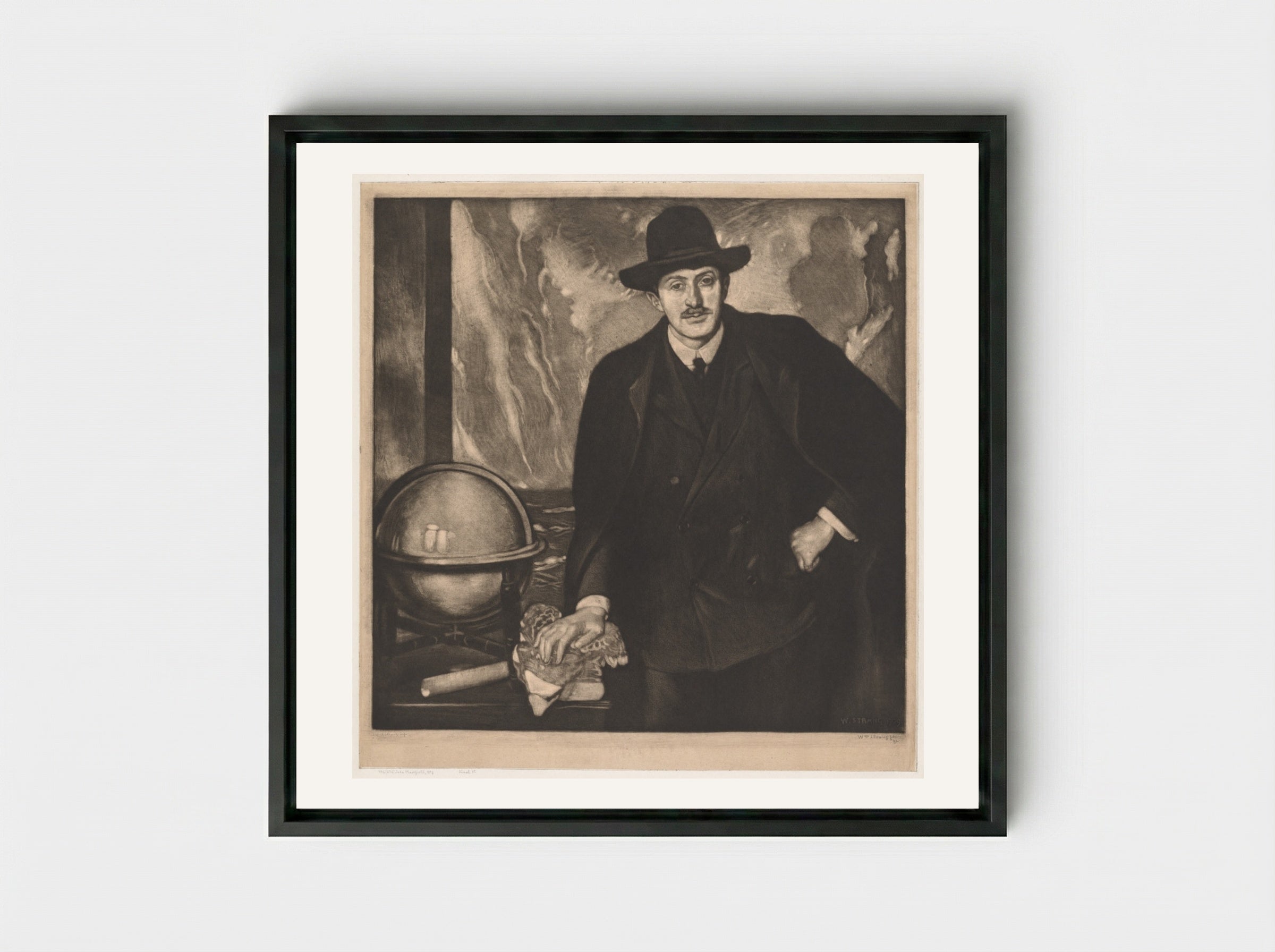 John Masefield - William Strang - Framed Canvas Black
