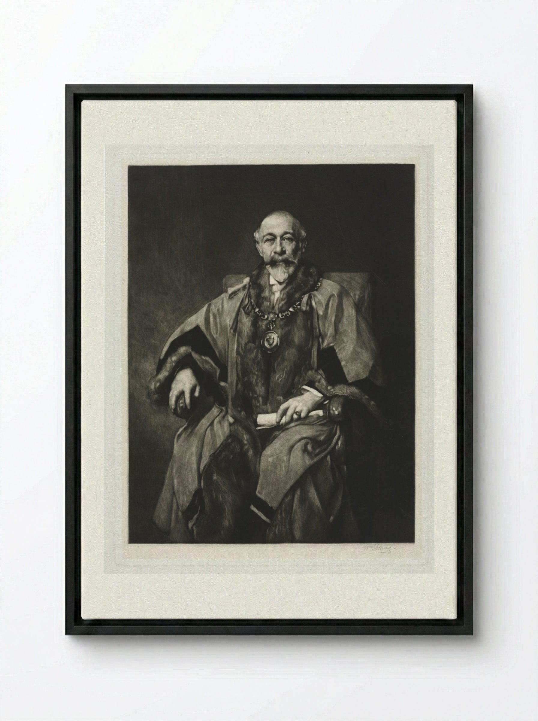 Sir Bartle Frère - William Strang - Framed Canvas Black