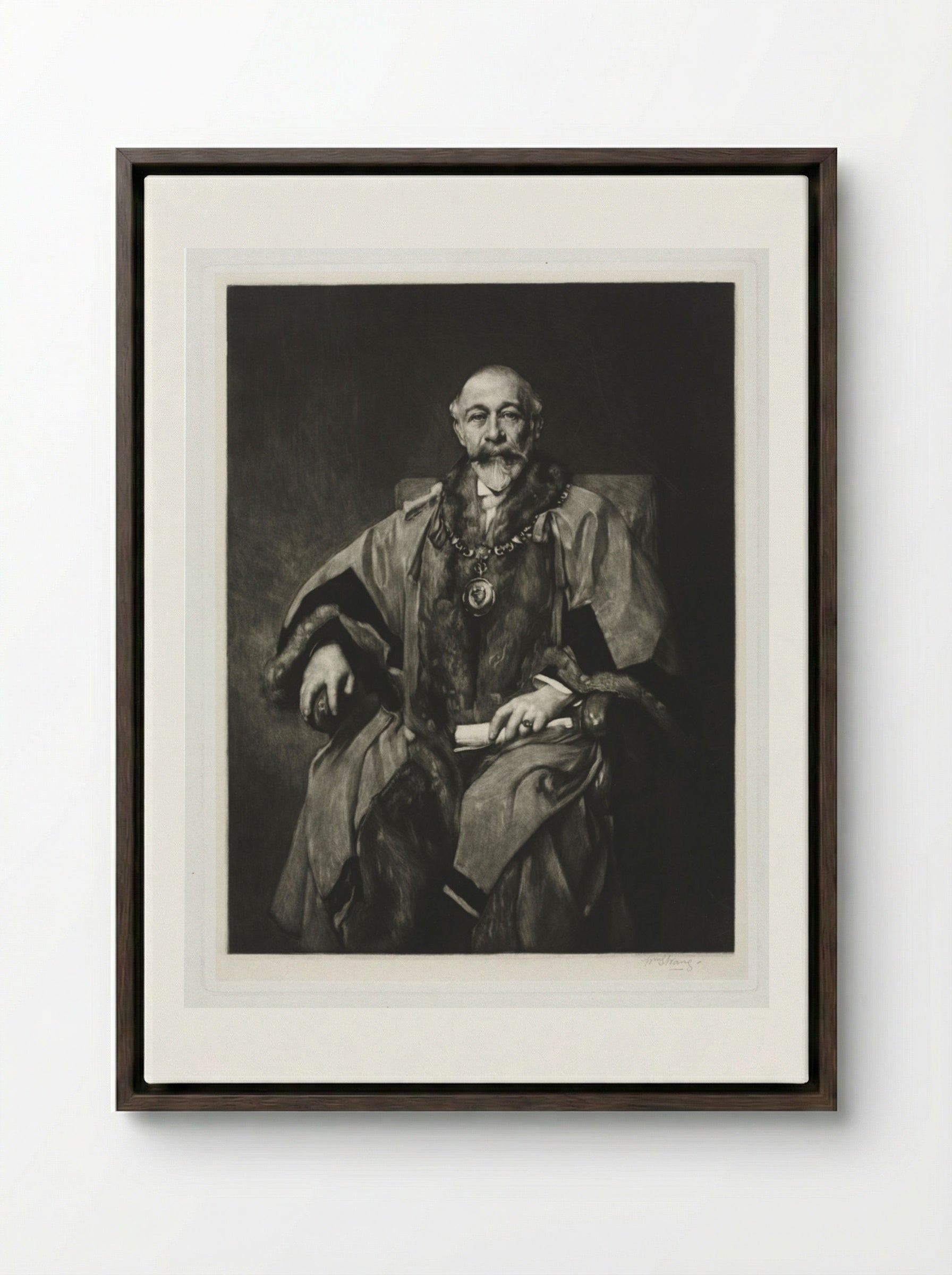 Sir Bartle Frère - William Strang - Framed Canvas Dark Wood