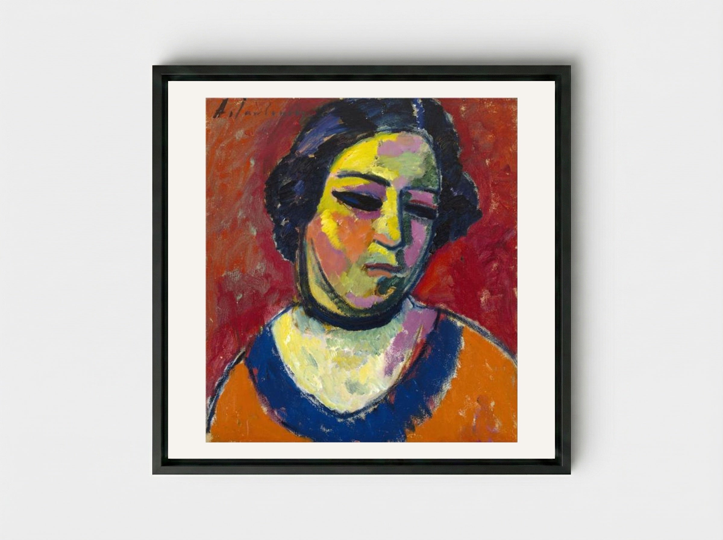 Portrait of a Woman - Alexej von Jawlensky - Framed Canvas Black