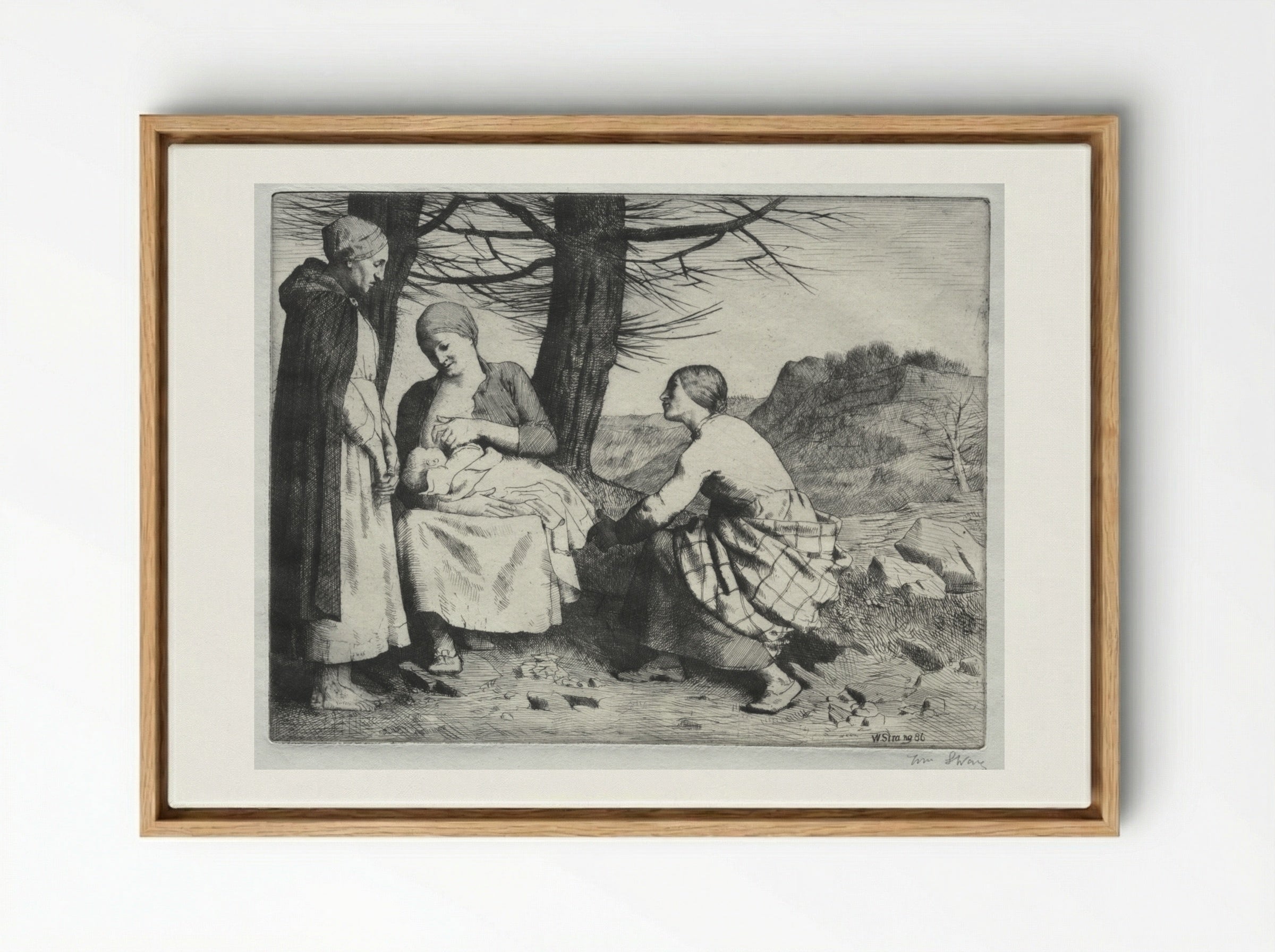 Woman and Child - William Strang - Framed Canvas Wood