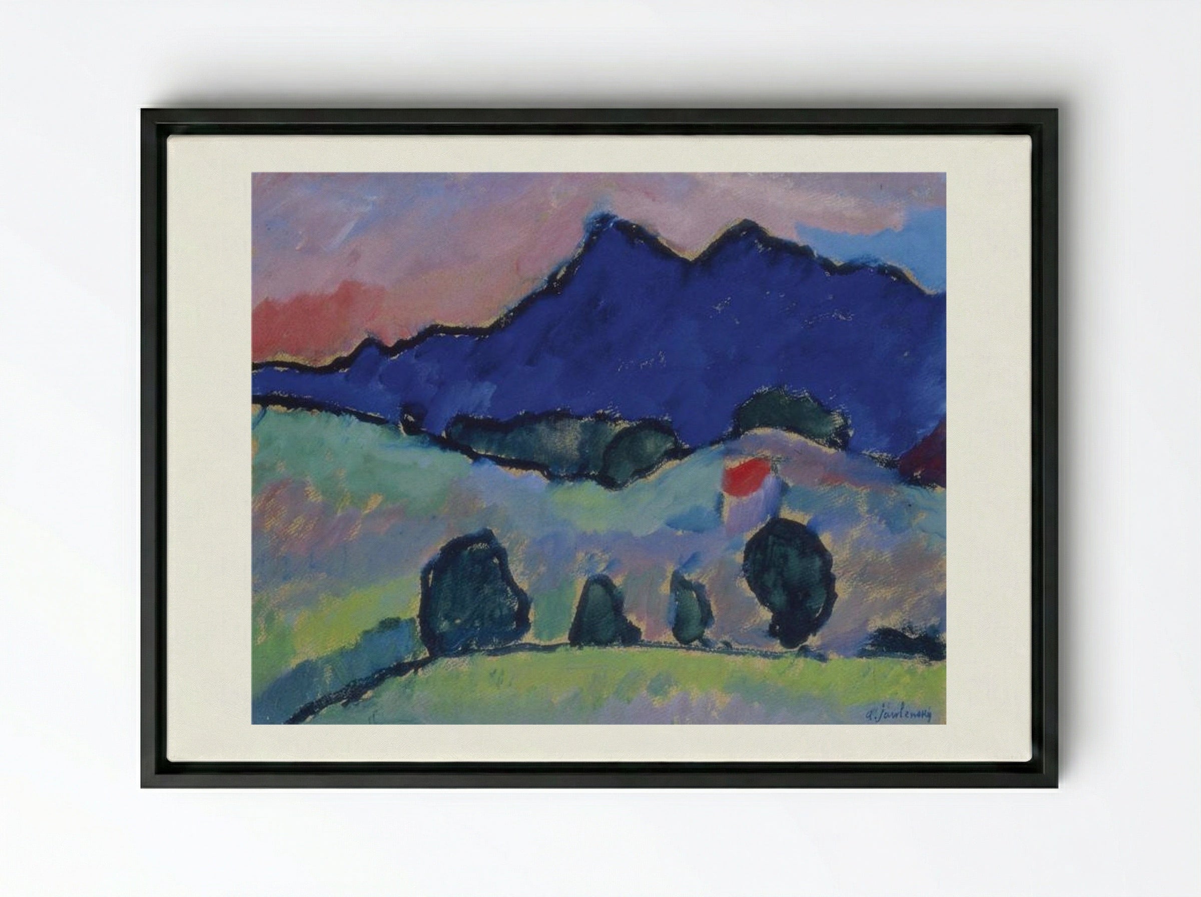 Blauer Berg - Alexej von Jawlensky - Framed Canvas Black