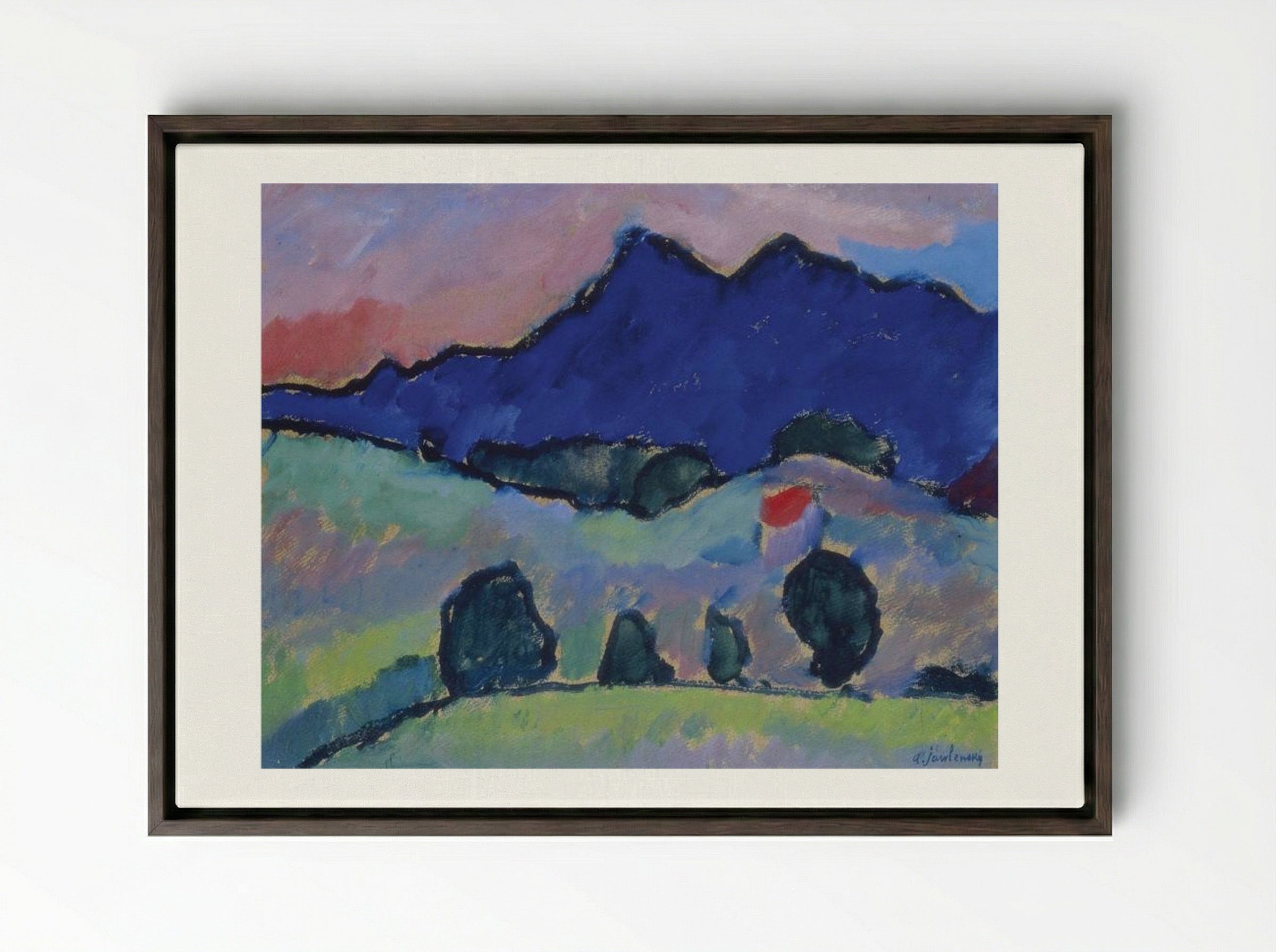 Blauer Berg - Alexej von Jawlensky - Framed Canvas Dark Wood