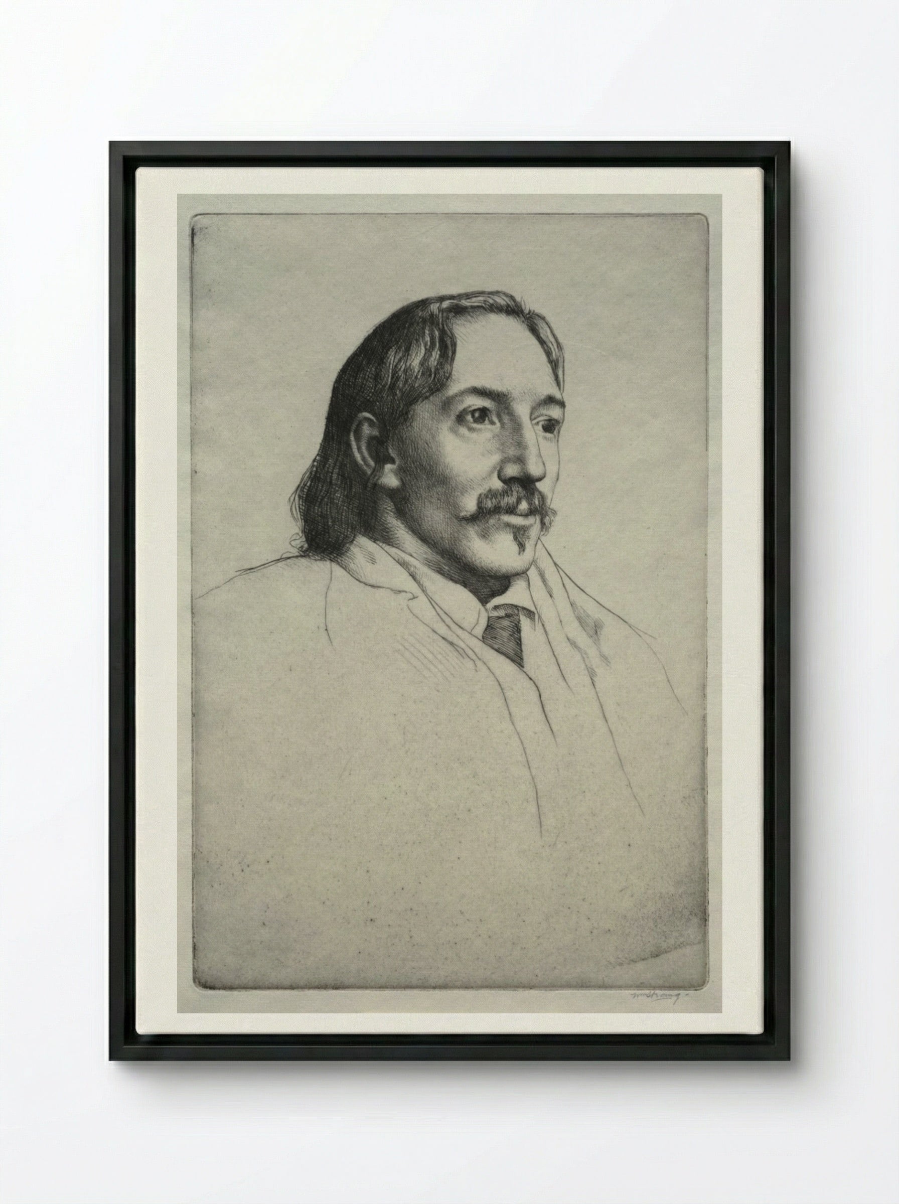 Robert Louis Balfour Stevenson - William Strang - Framed Canvas Black