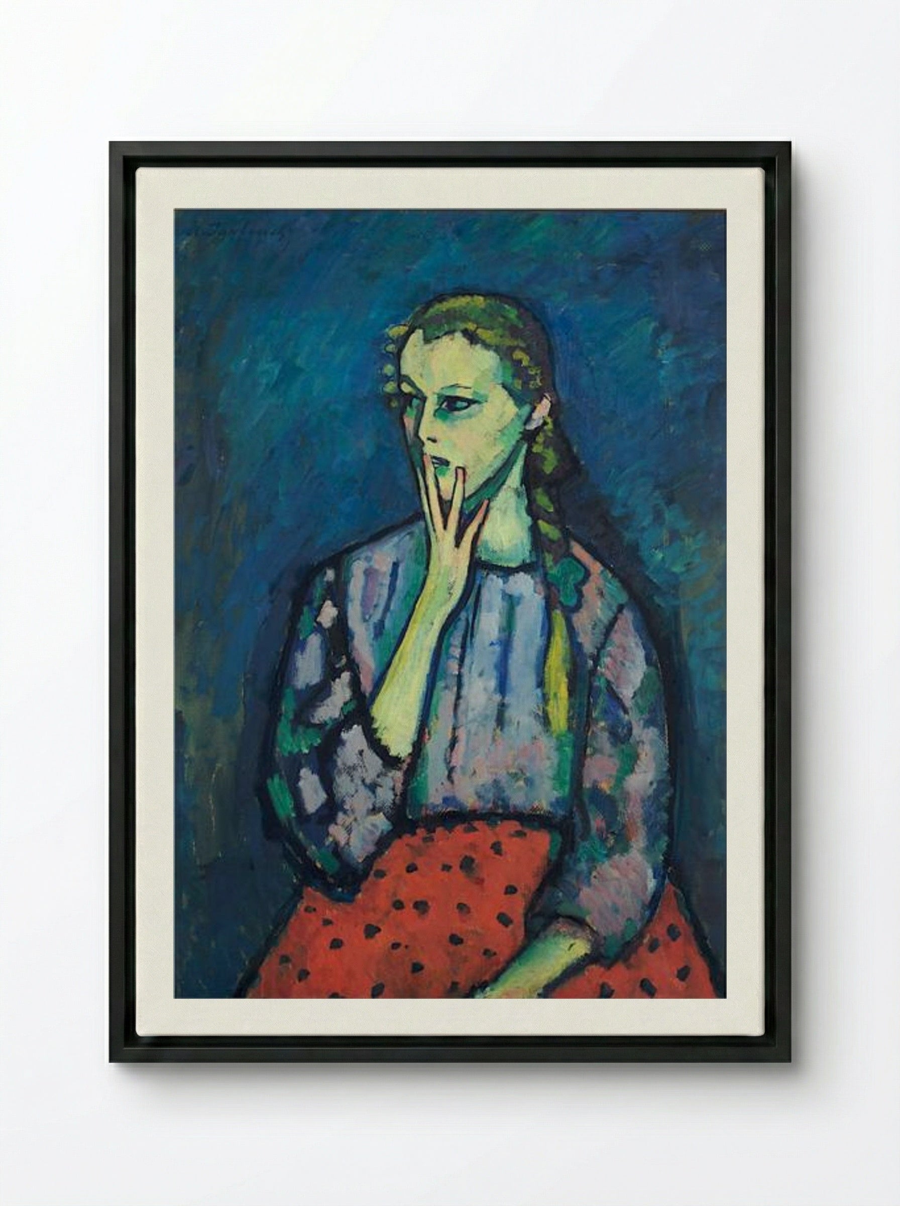 Portrait of a Girl - Alexej von Jawlensky - Framed Canvas Black