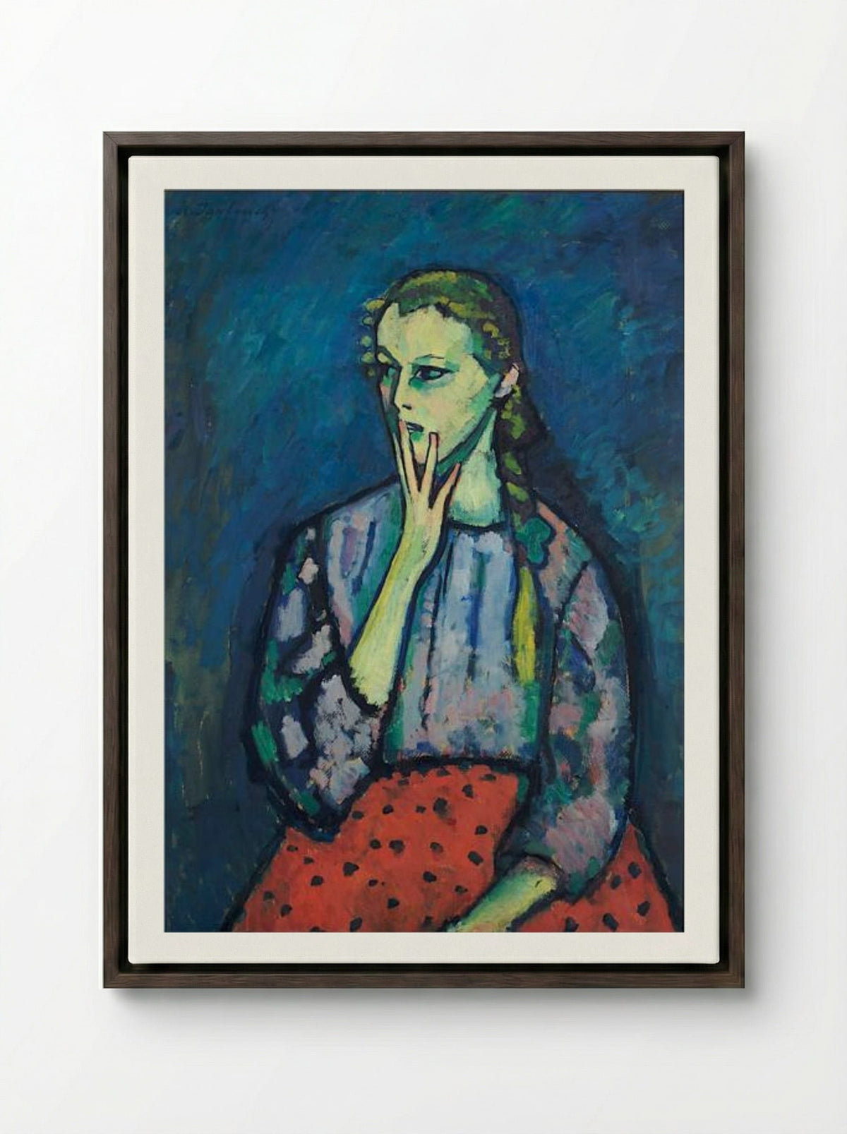 Portrait of a Girl - Alexej von Jawlensky - Framed Canvas Dark Wood