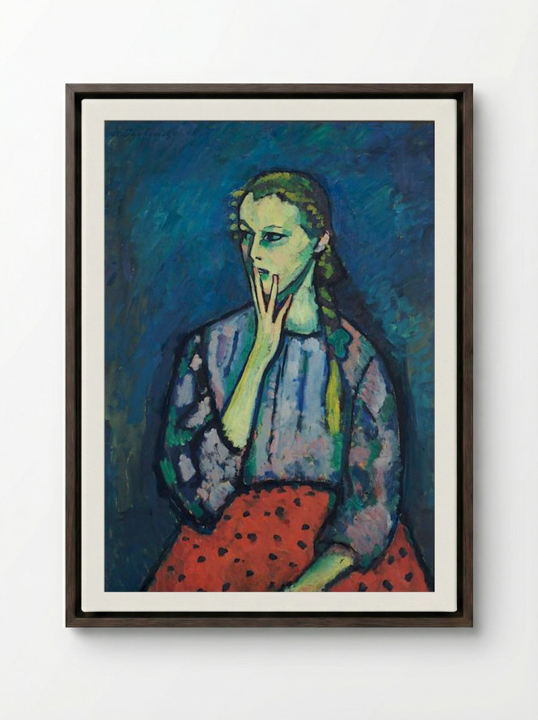 Portrait of a Girl - Alexej von Jawlensky - Framed Canvas Dark Wood