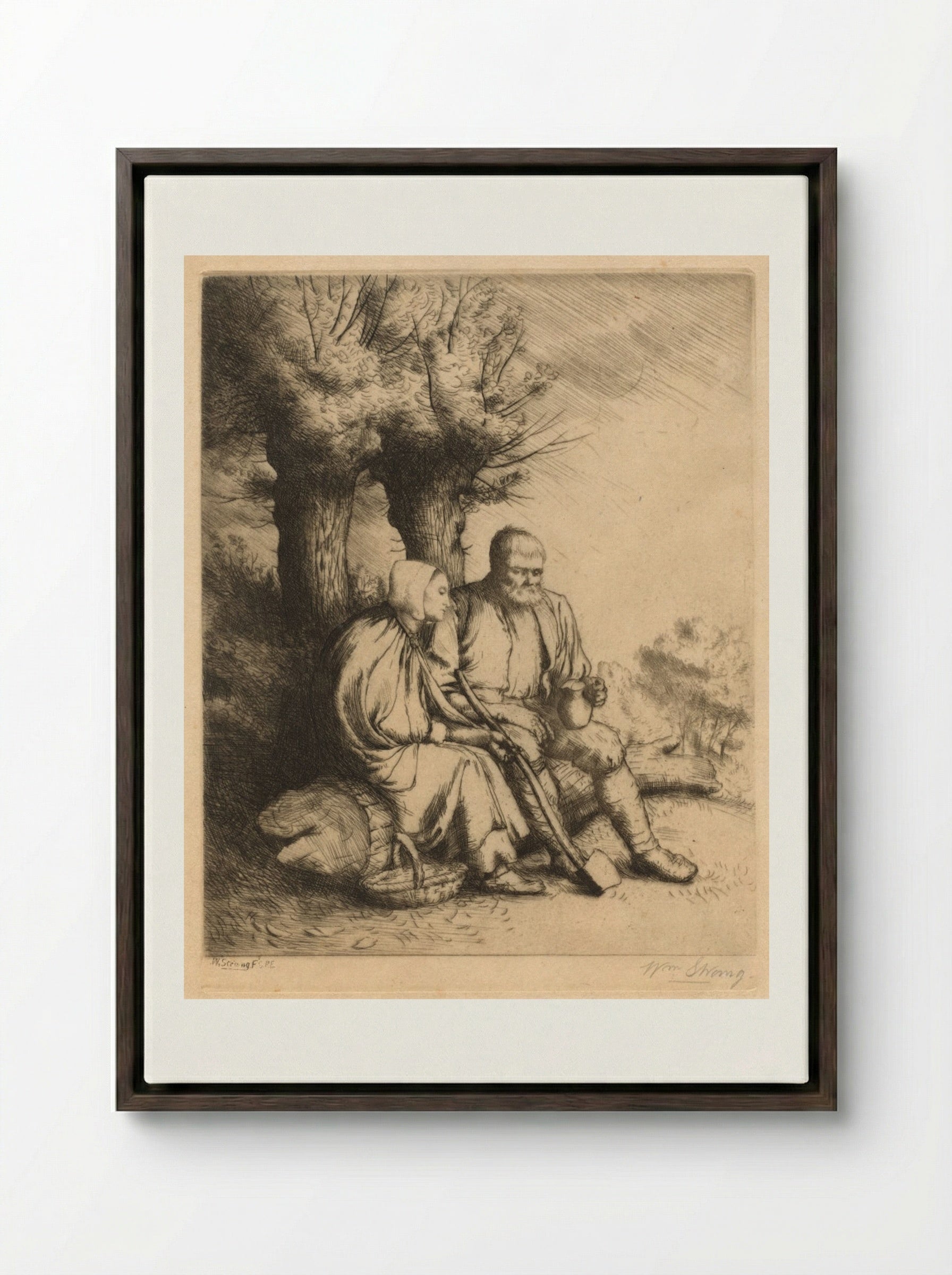 The Woodman - William Strang - Framed Canvas Dark Wood