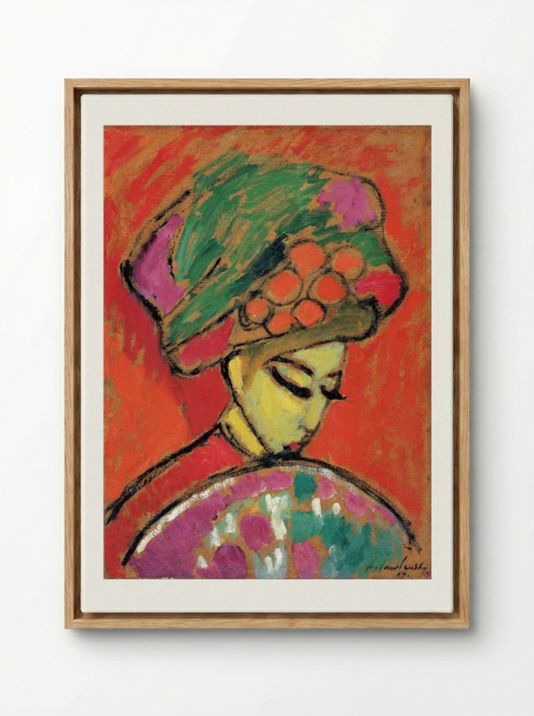 Young Girl with a Flowered Hat - Alexej von Jawlensky - Framed Canvas Wood