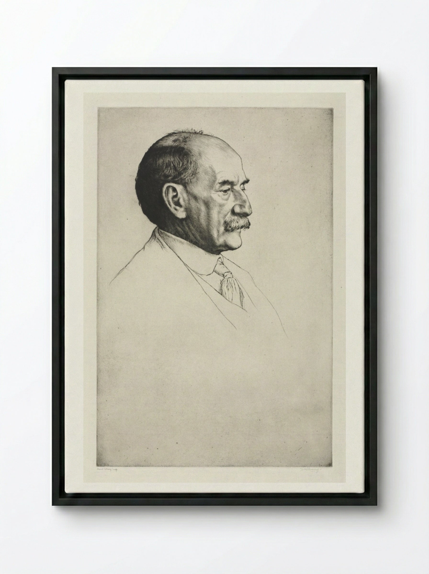 Thomas Hardy, Facing Right - William Strang - Framed Canvas Black