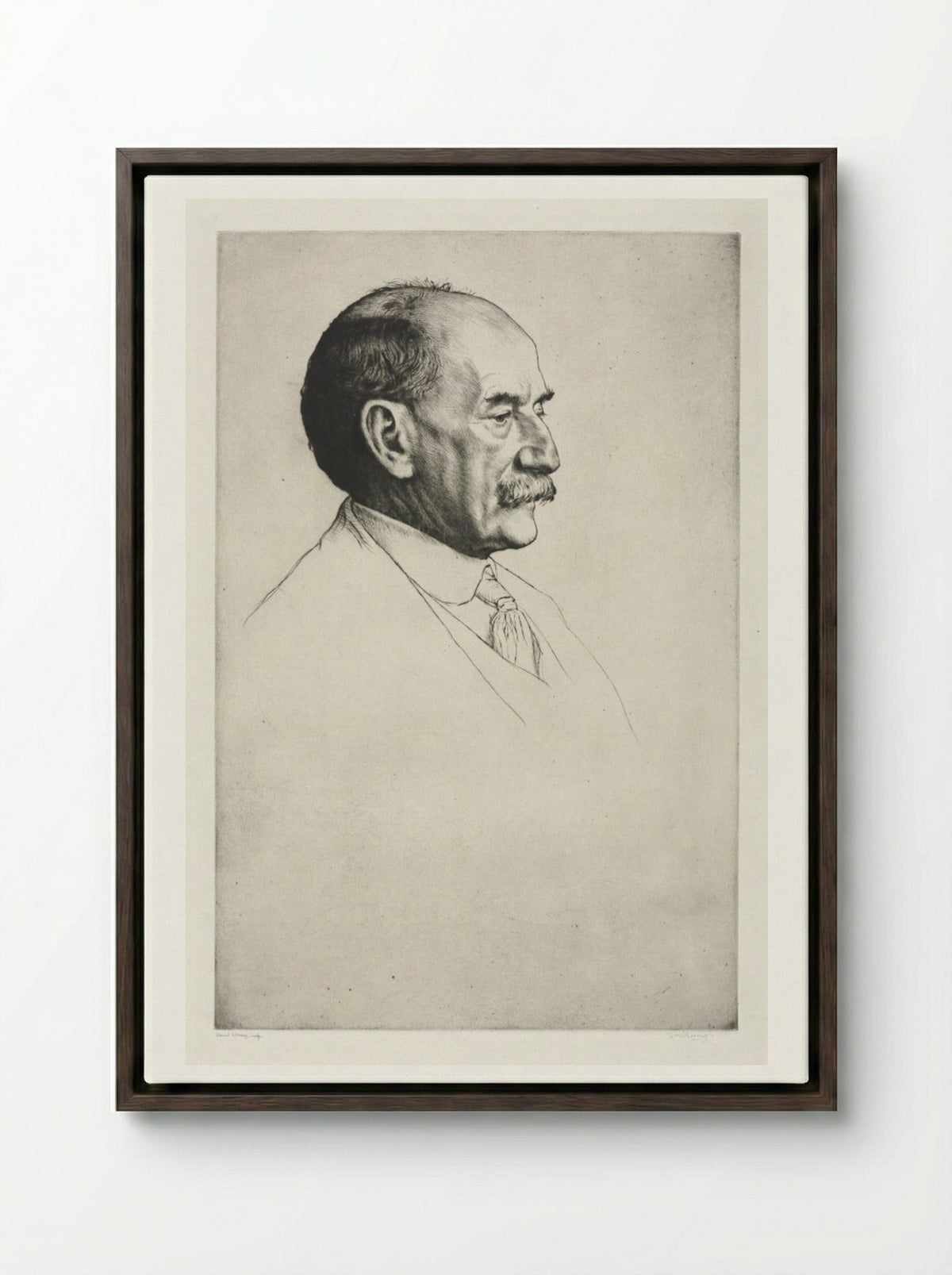 Thomas Hardy, Facing Right - William Strang - Framed Canvas Dark Wood