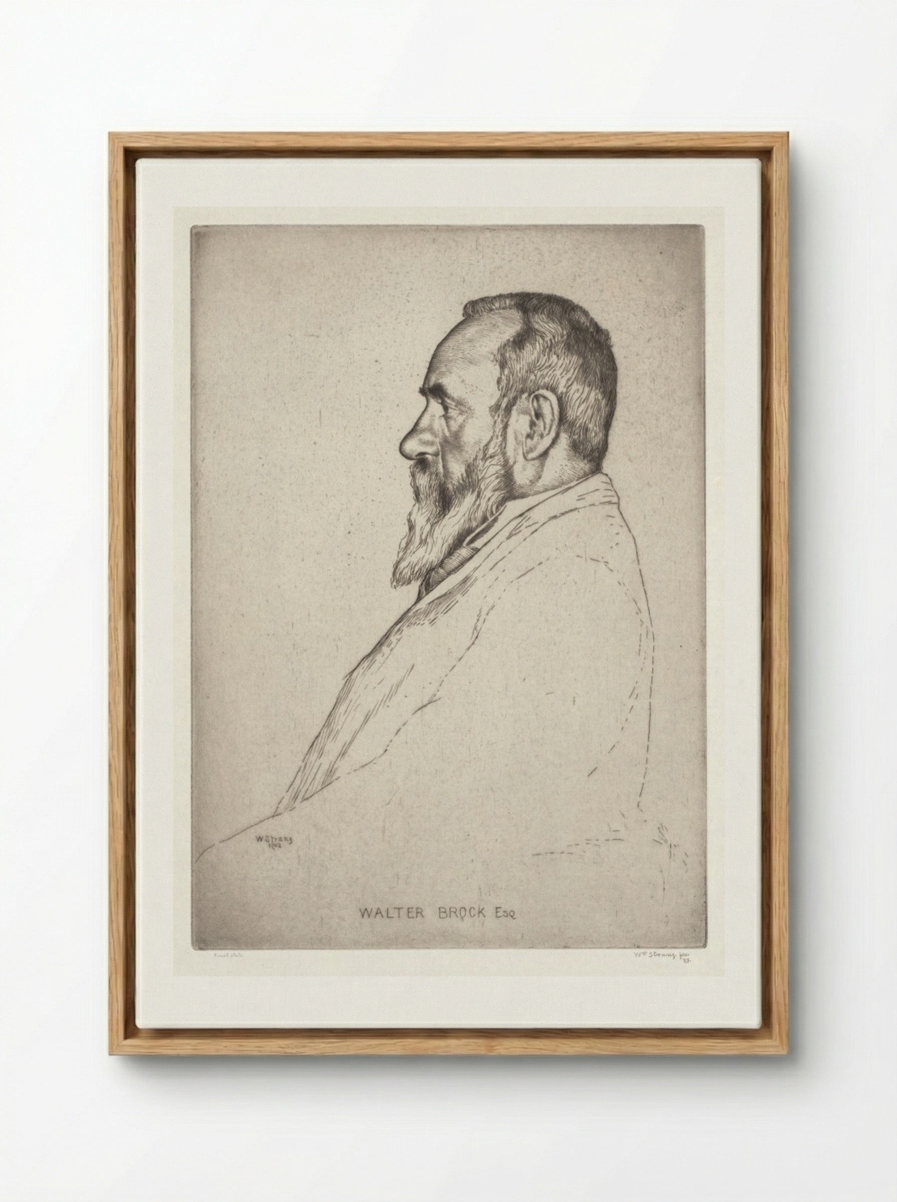 Portrait of Walter Brock - William Strang - Framed Canvas Wood