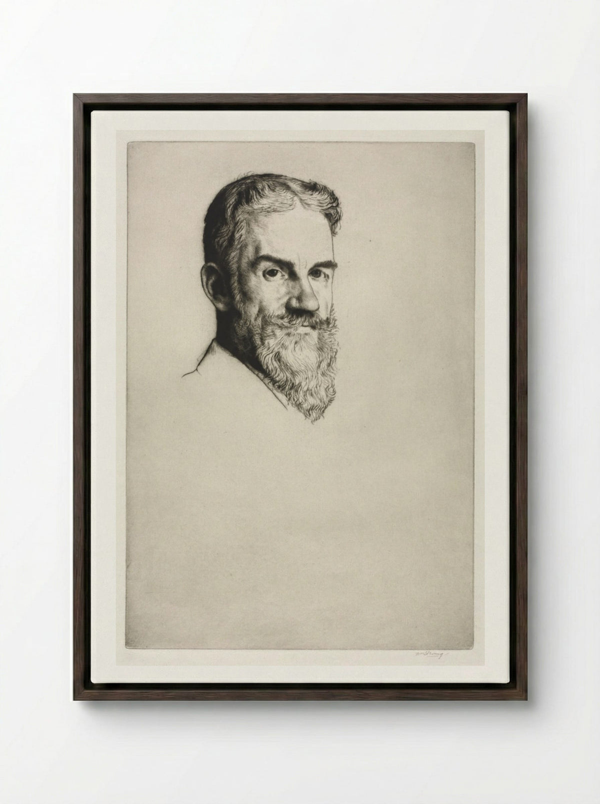George Bernard Shaw - William Strang - Framed Canvas Dark Wood